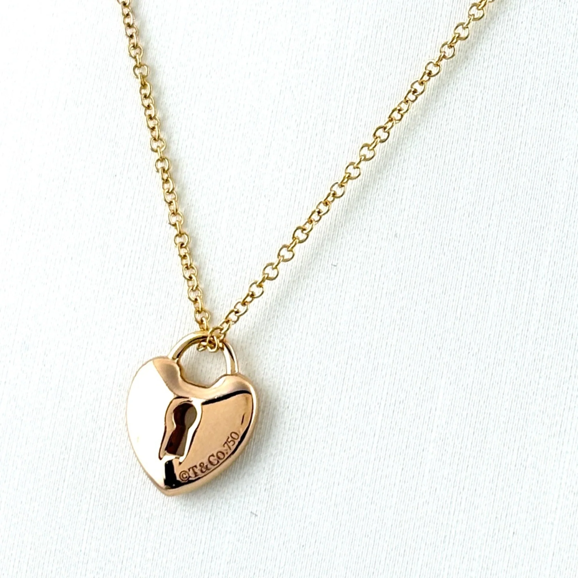 Mini Heart Lock Pendant Necklace 18K Rose Gold - Image 2