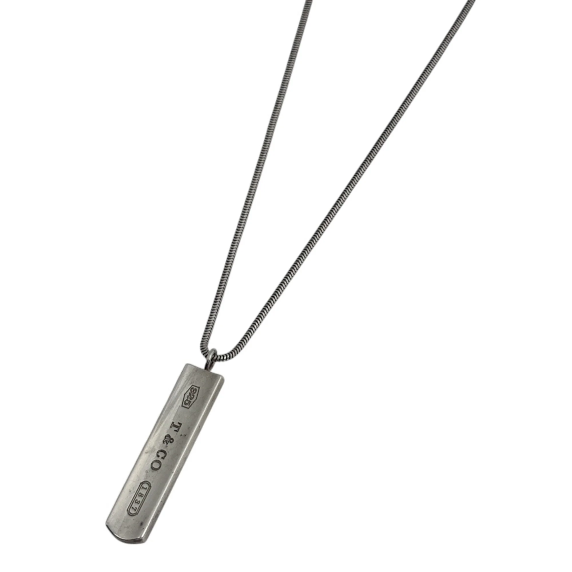 Narrow Bar Pendant Necklace Sterling Silver