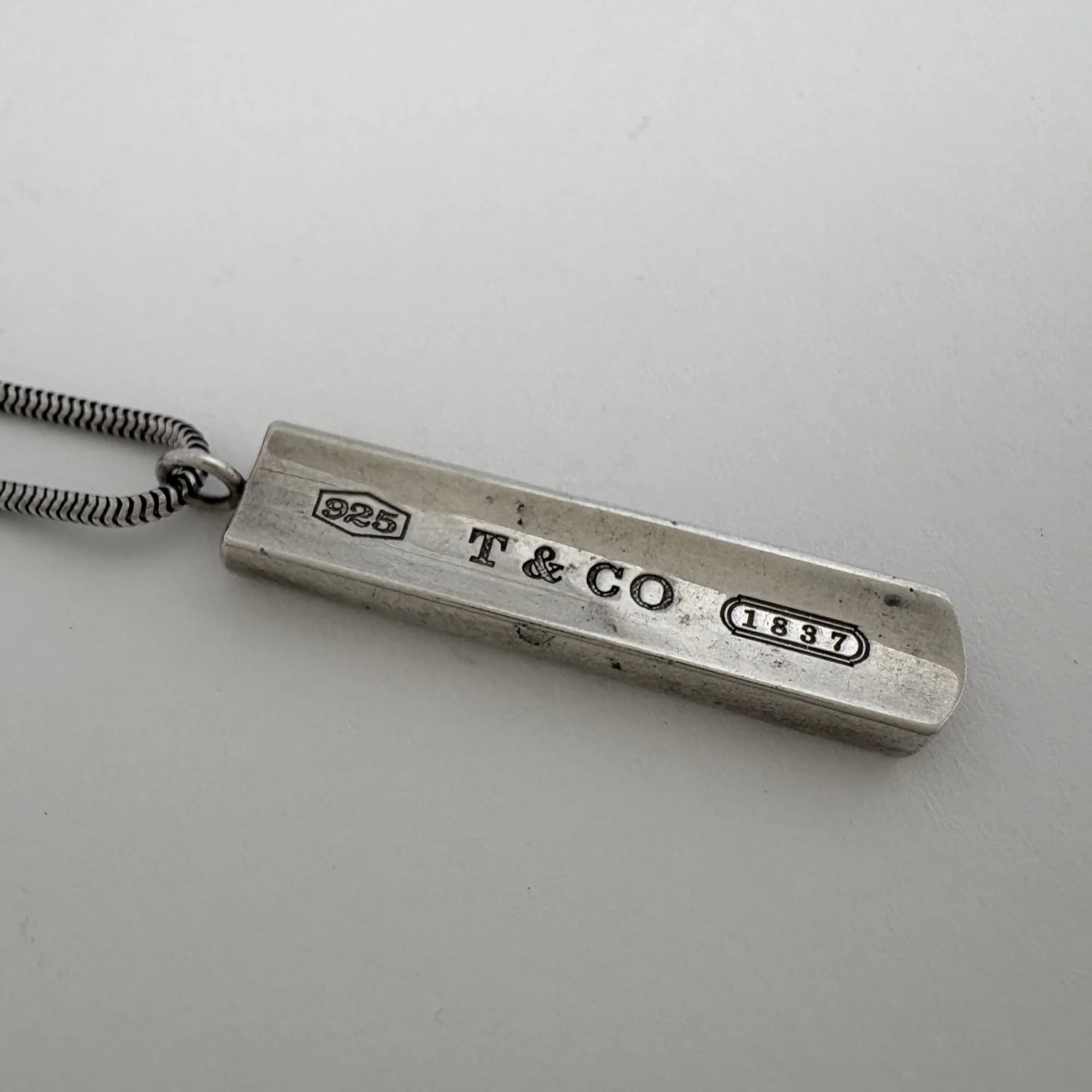 Narrow Bar Pendant Necklace Sterling Silver - Image 2