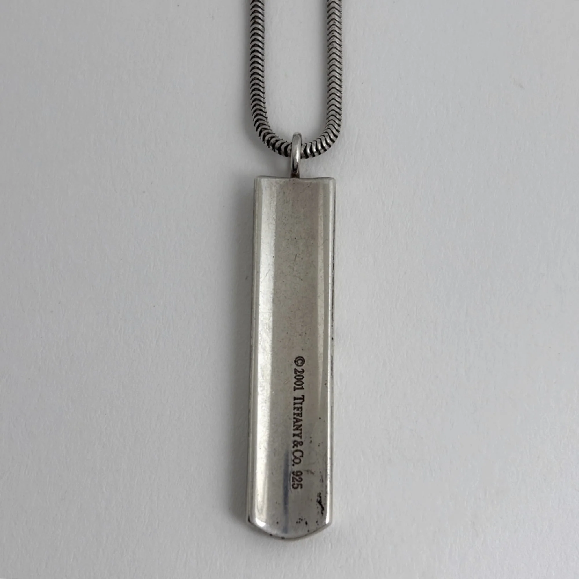 Narrow Bar Pendant Necklace Sterling Silver - Image 3