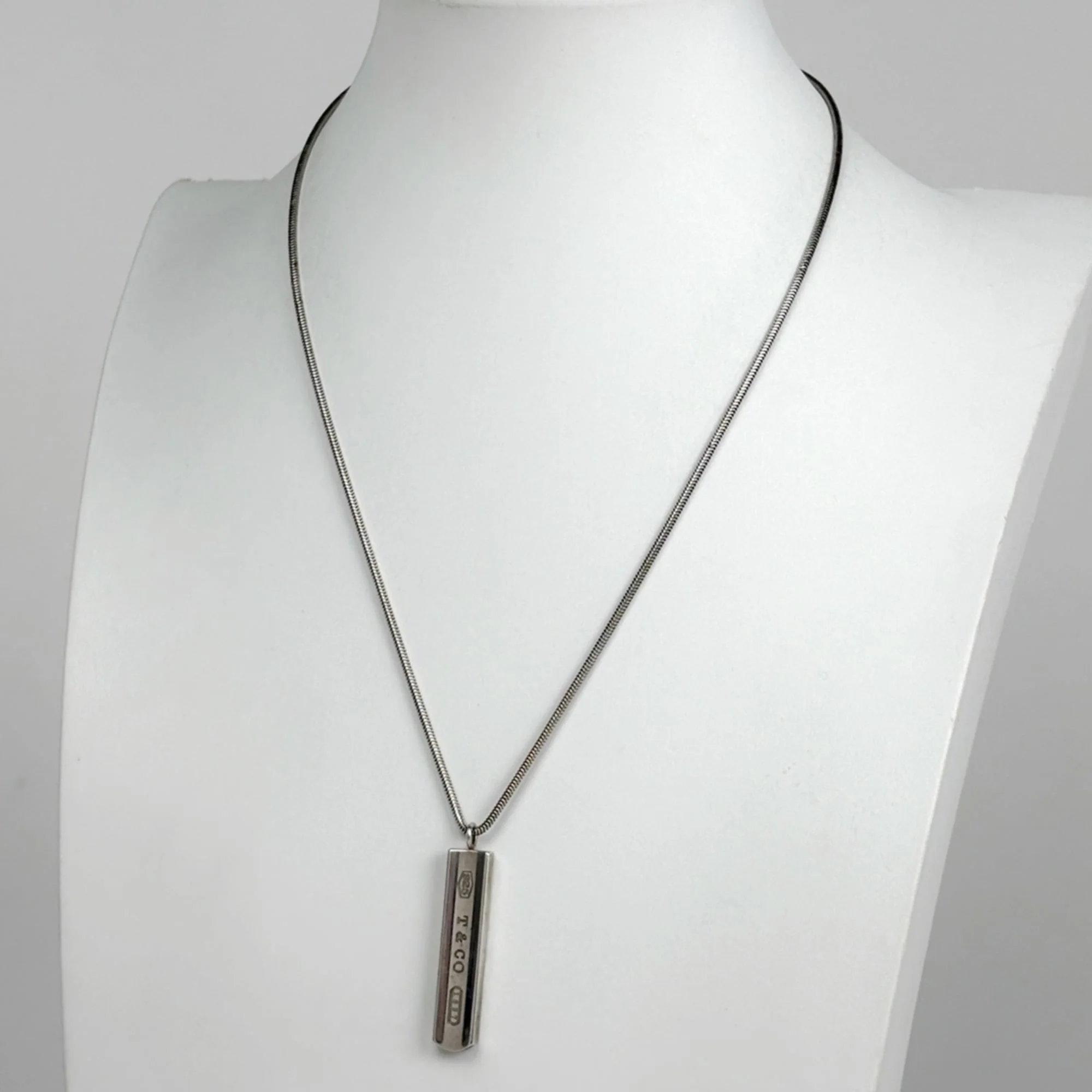Narrow Bar Pendant Necklace Sterling Silver - Image 7