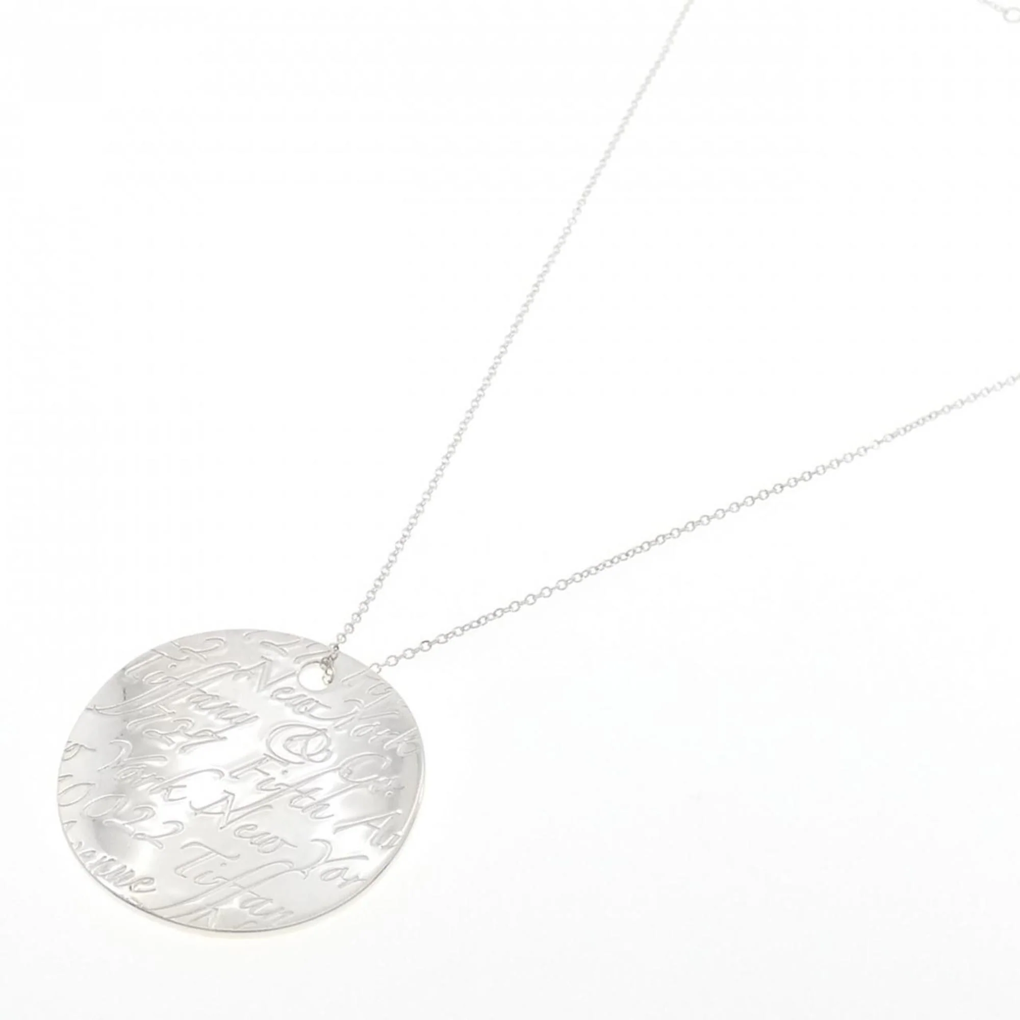 Notes Round Pendant Necklace Sterling Silver Large - Image 2