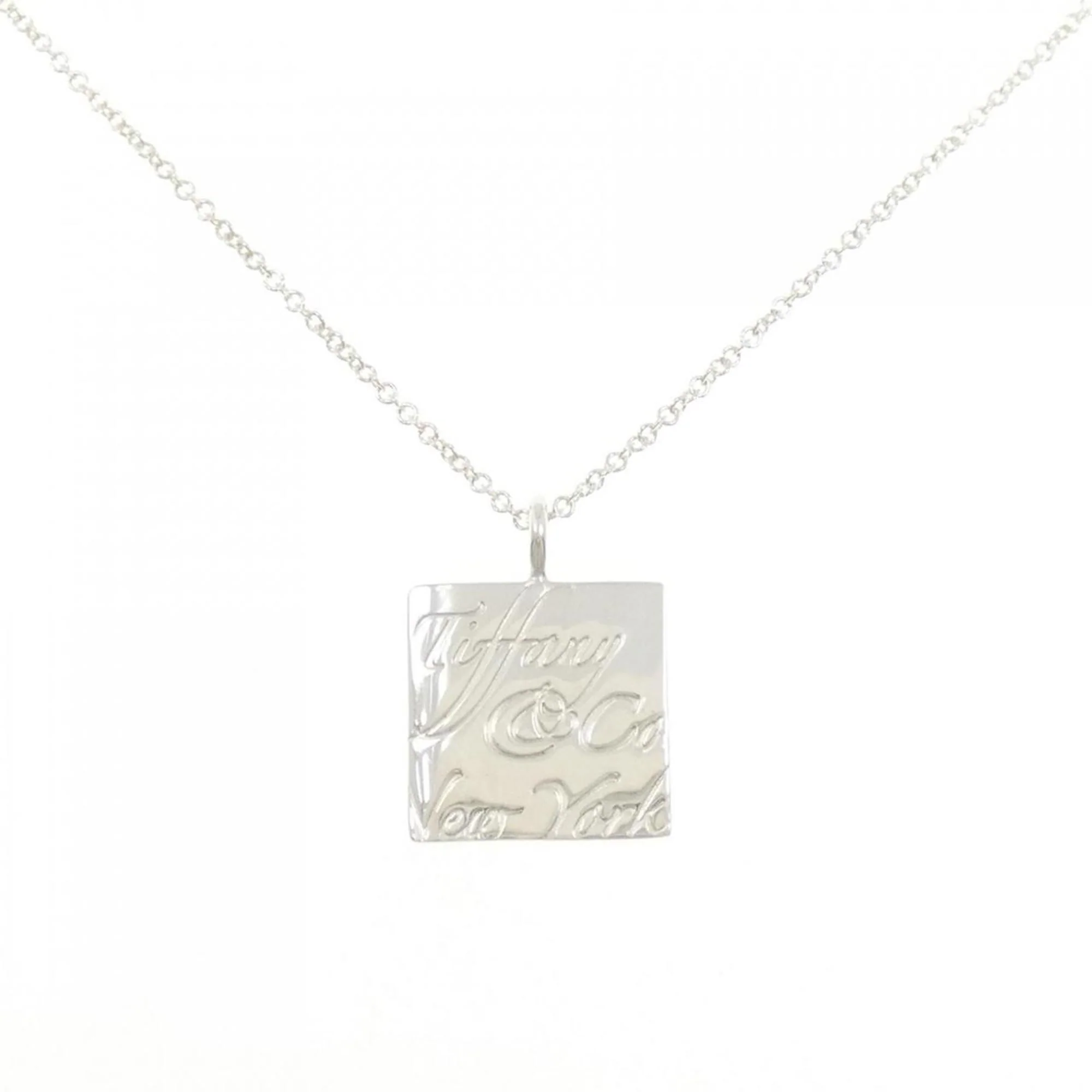 Notes Square Pendant Necklace Sterling Silver