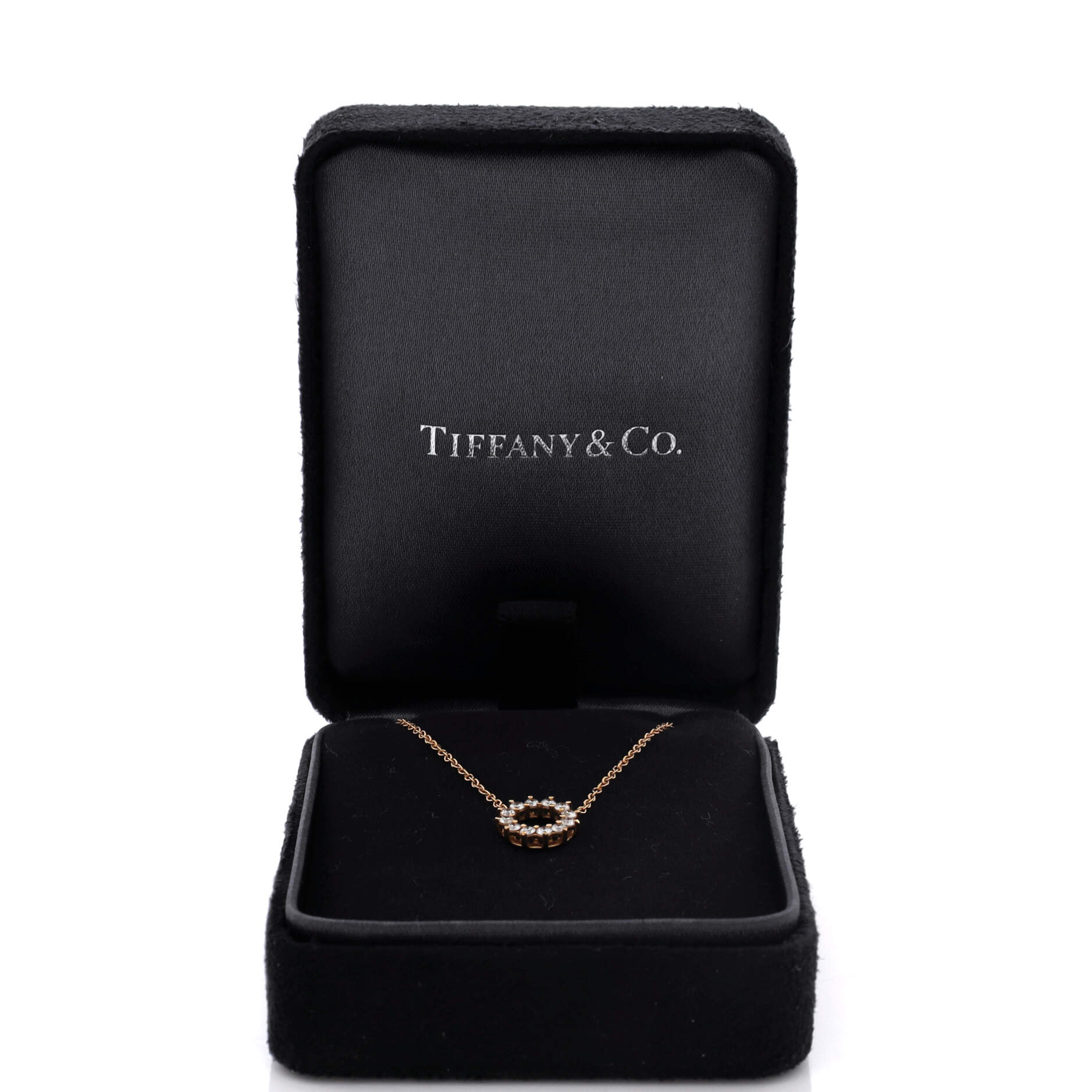 Open Circle Pendant Necklace 18K Rose Gold with Diamonds Mini - Image 2