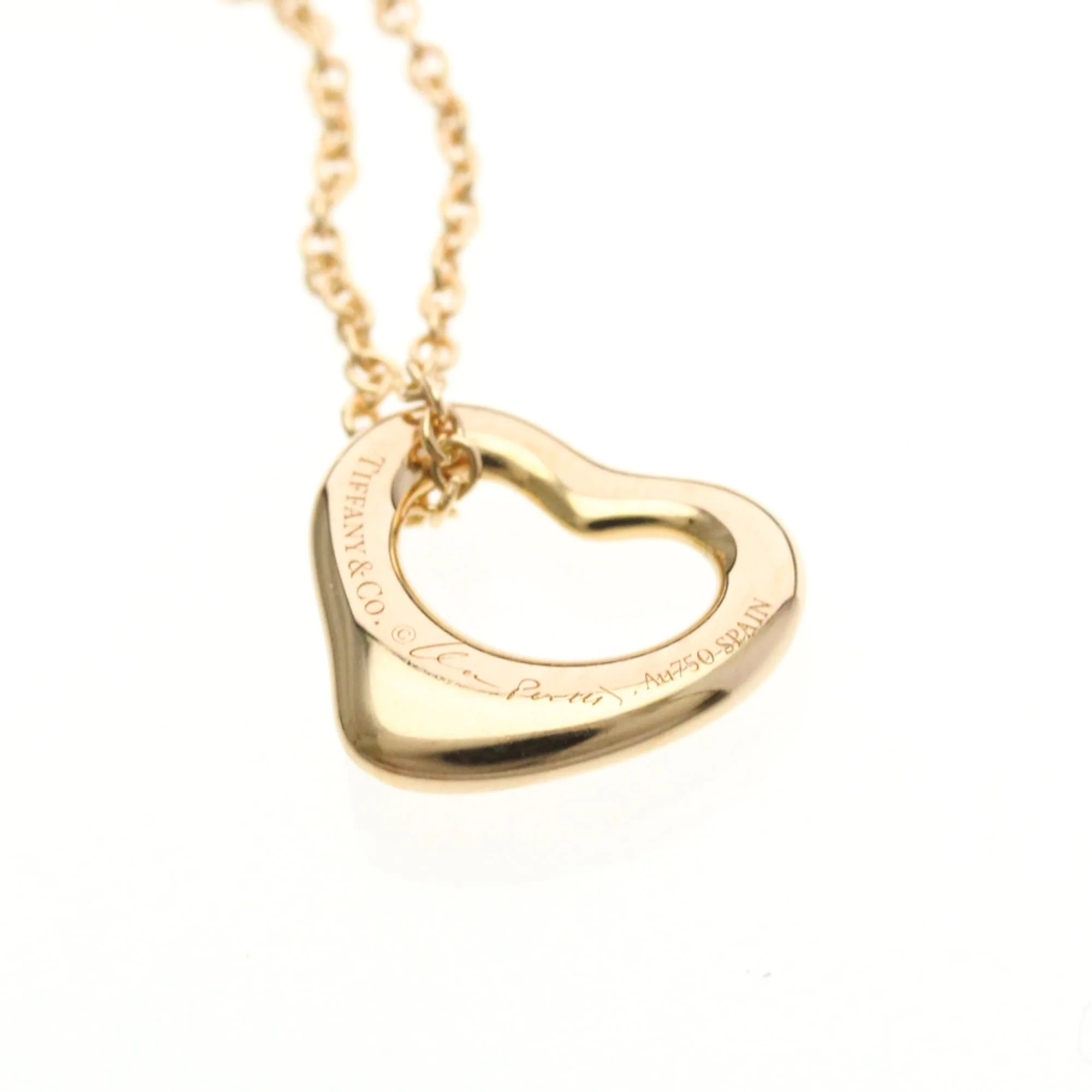 Open Heart Pendant Necklace 18K Rose Gold 11mm - Image 7