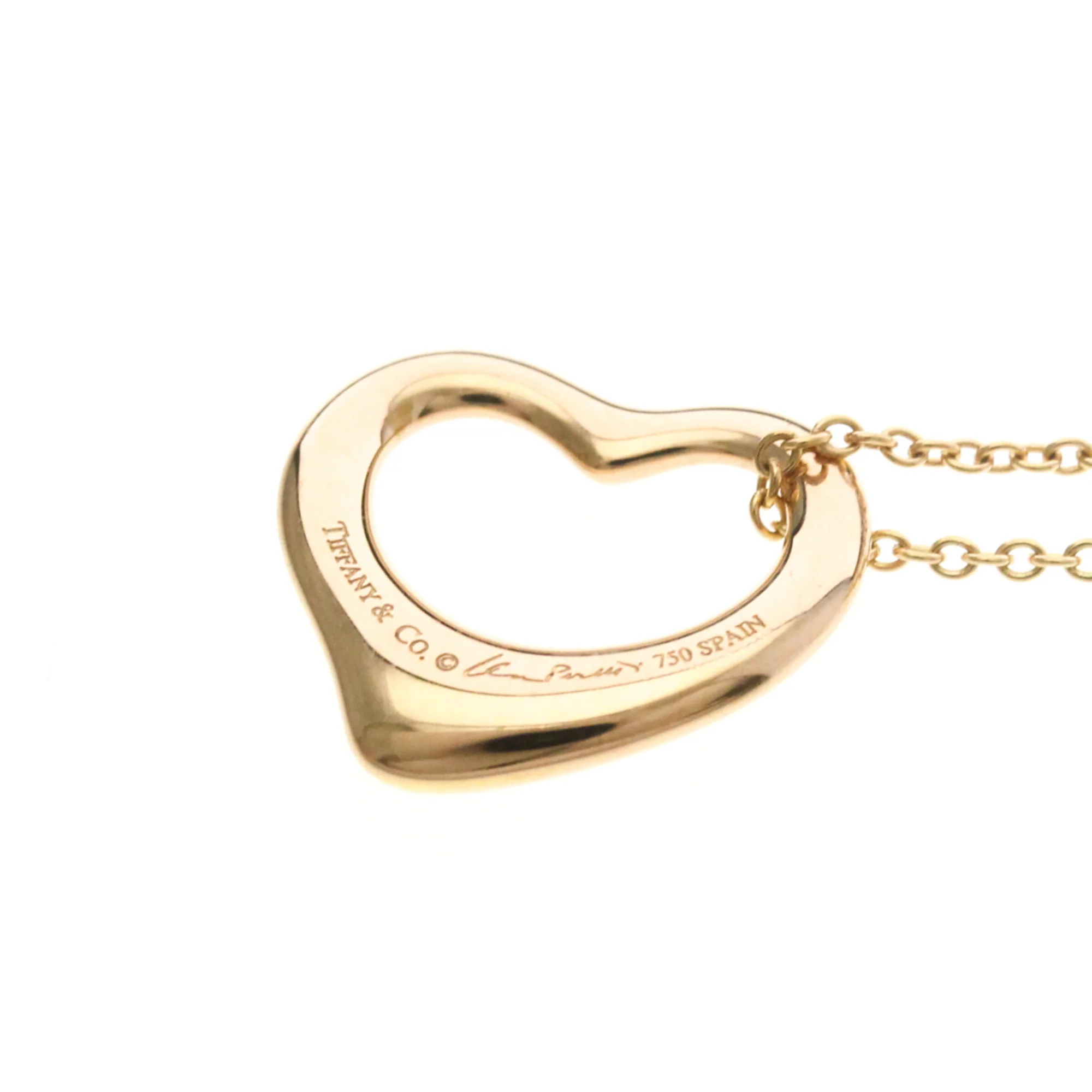 Open Heart Pendant Necklace 18K Rose Gold 15.8mm - Image 7