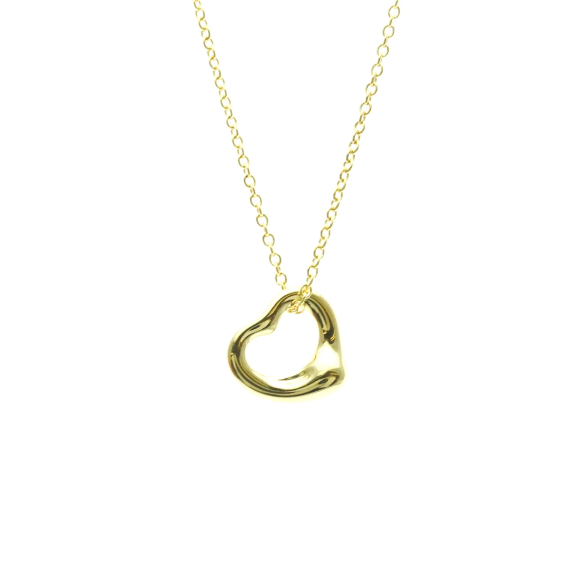Open Heart Pendant Necklace 18K Yellow Gold 10.8mm
