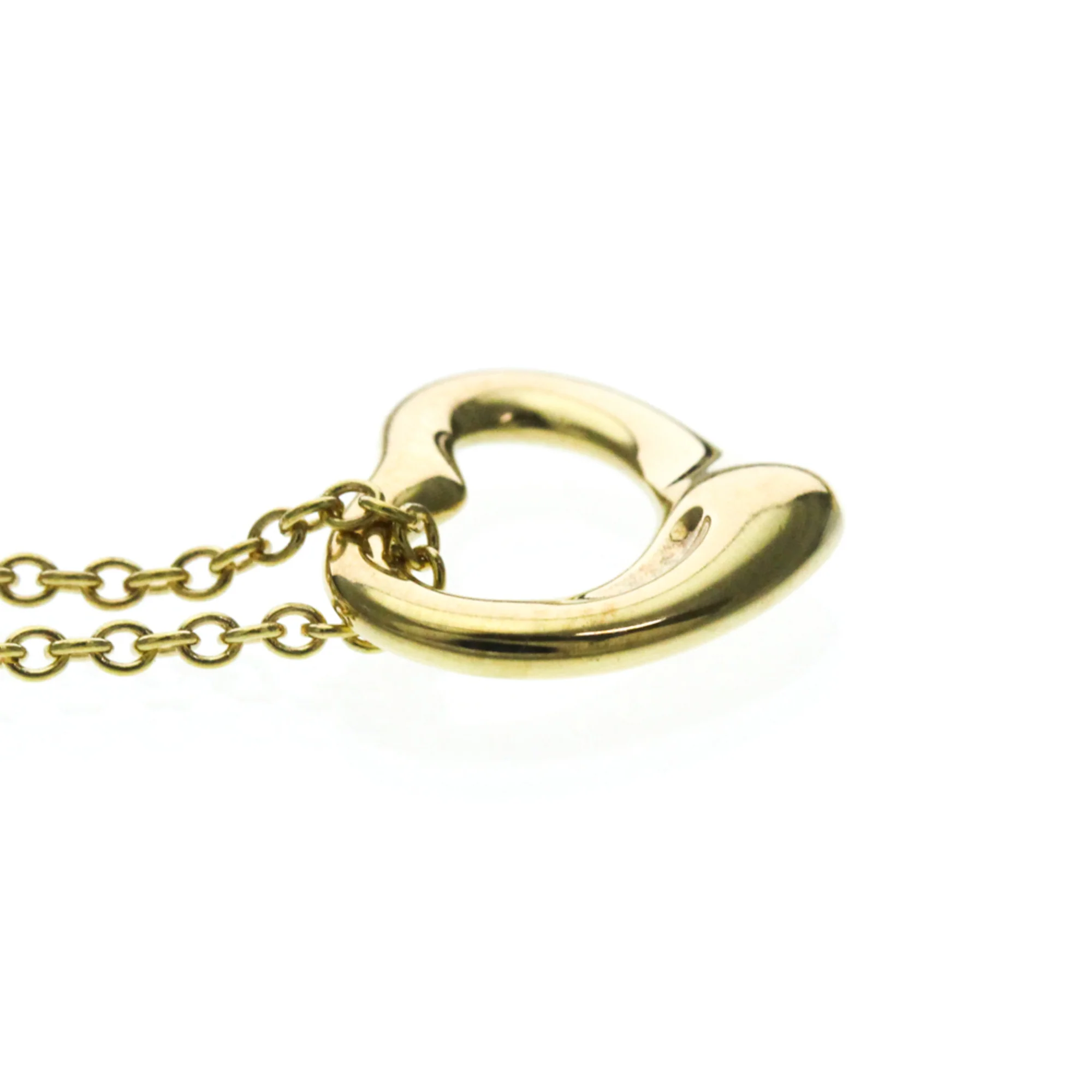 Open Heart Pendant Necklace 18K Yellow Gold 10mm - Image 5