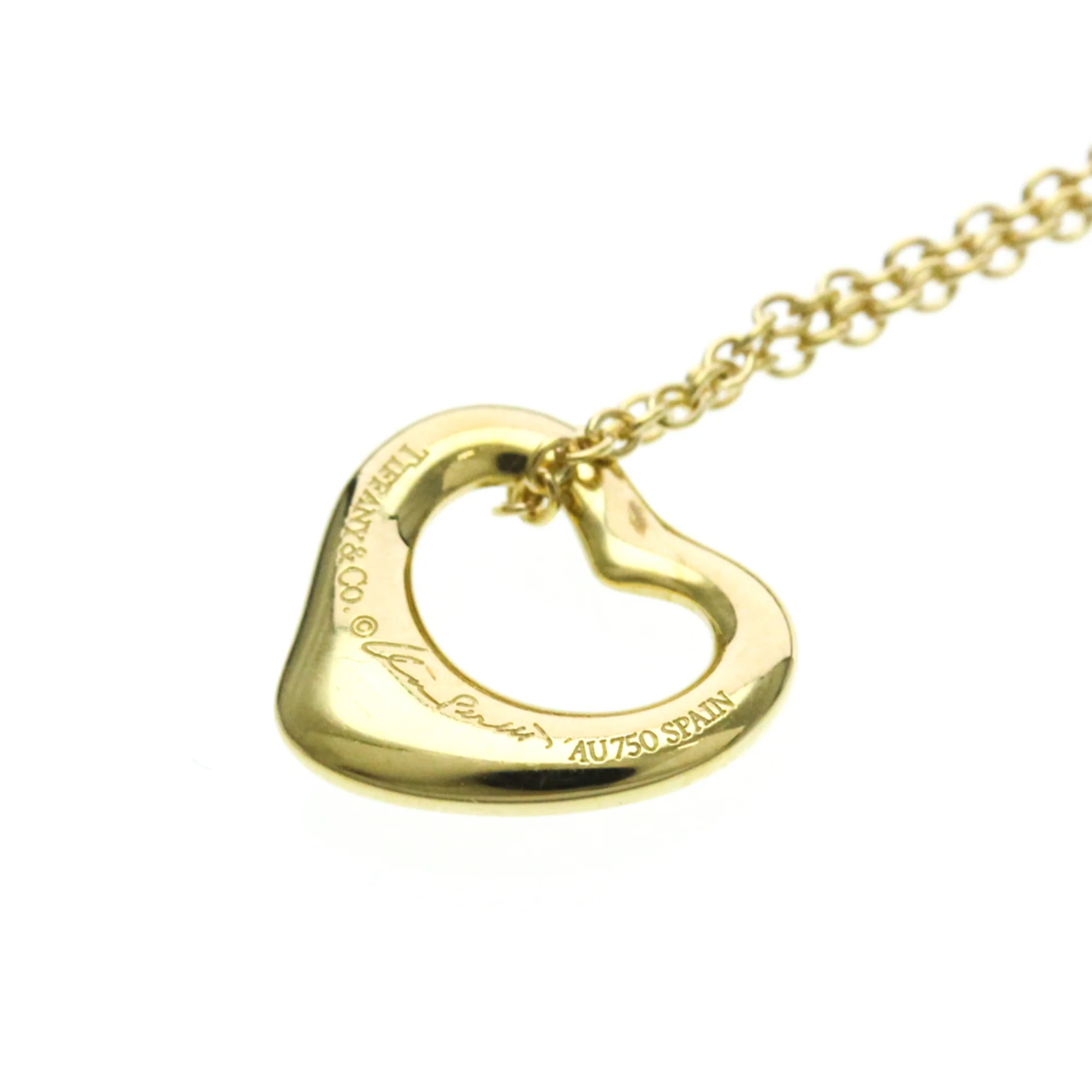 Open Heart Pendant Necklace 18K Yellow Gold 10mm - Image 7