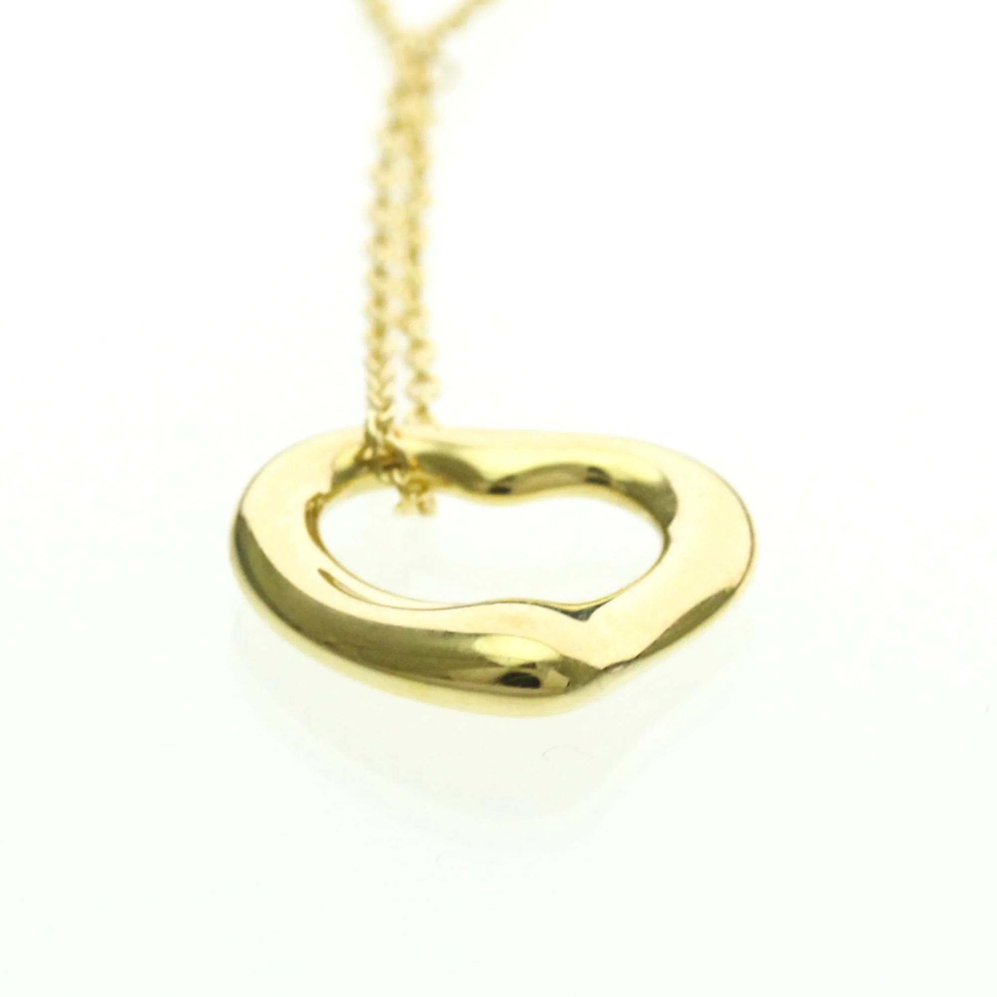 Open Heart Pendant Necklace 18K Yellow Gold 11mm - Image 4