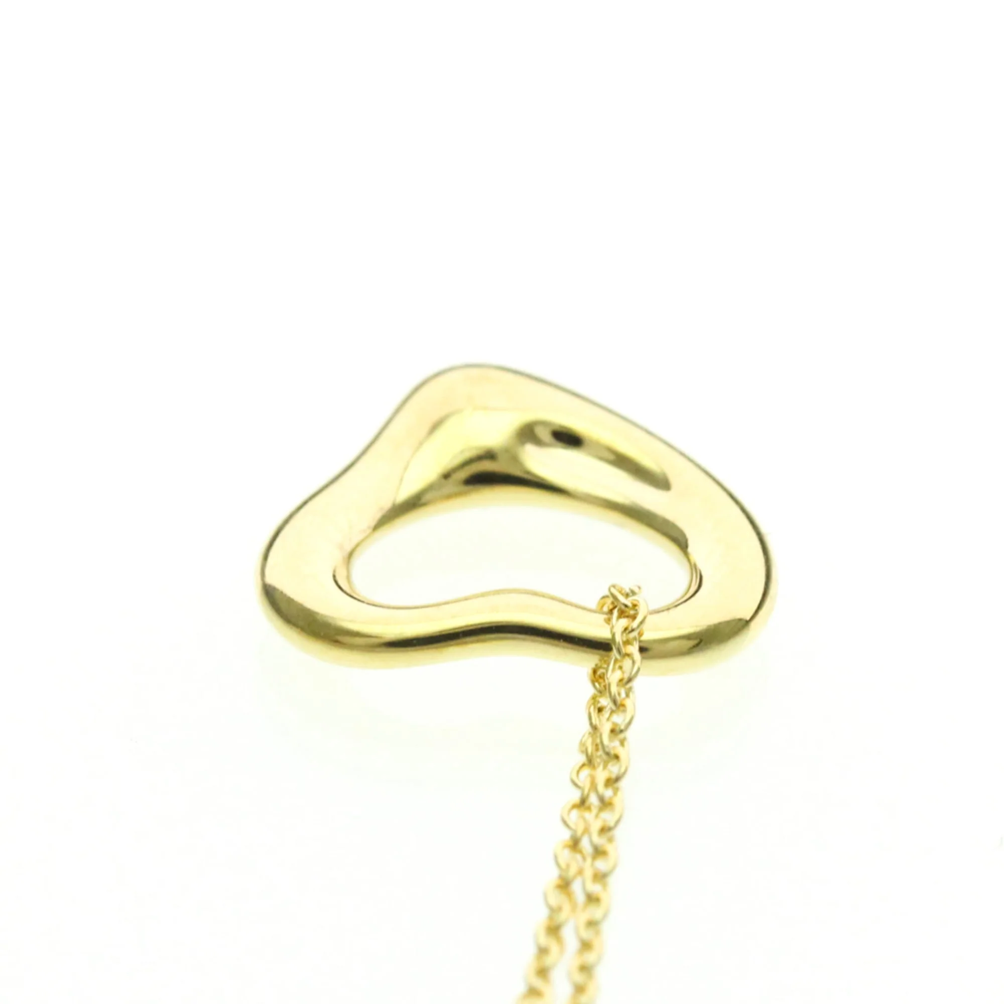Open Heart Pendant Necklace 18K Yellow Gold 11mm - Image 6