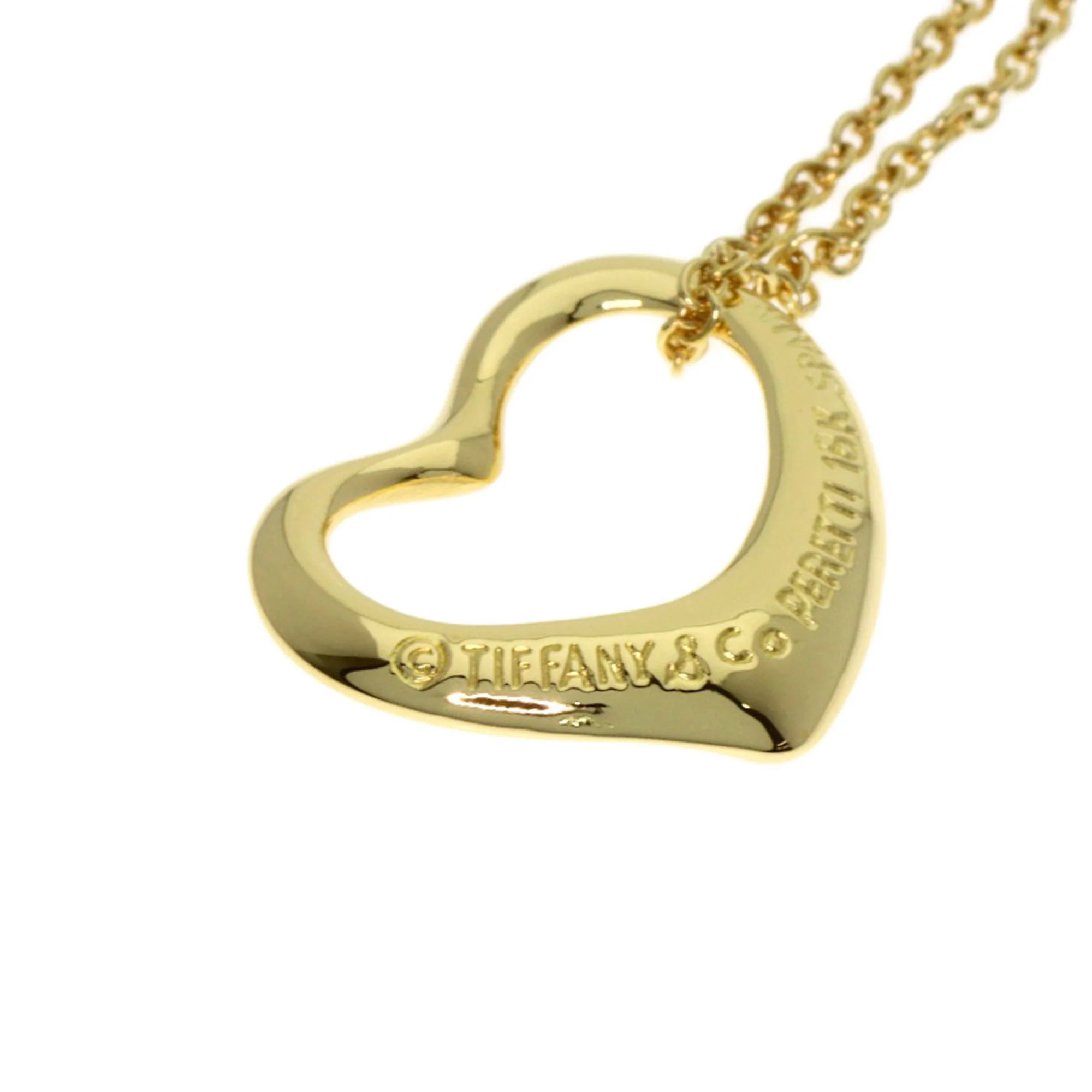 Open Heart Pendant Necklace 18K Yellow Gold 12.3mm - Image 6