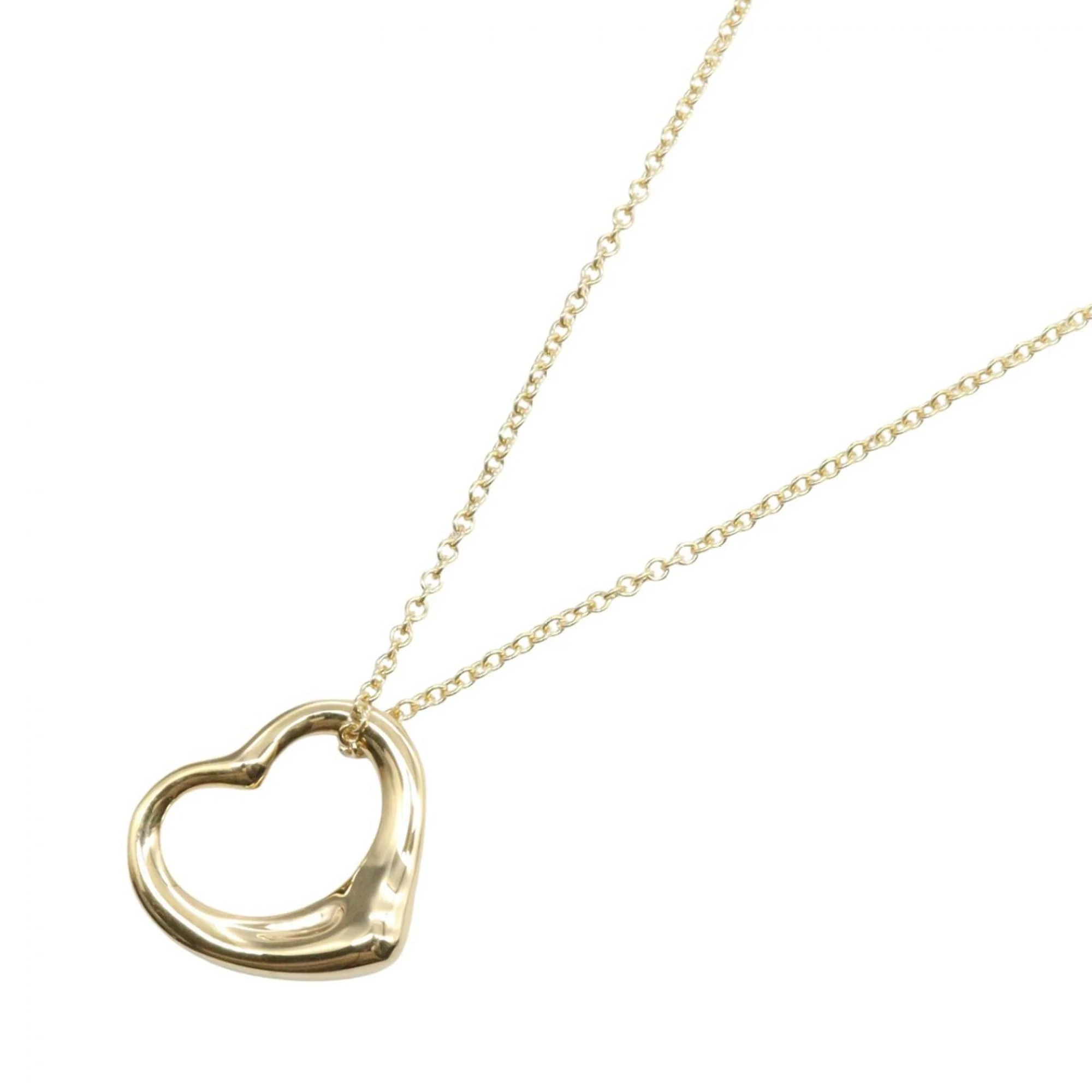 Open Heart Pendant Necklace 18K Yellow Gold 13mm