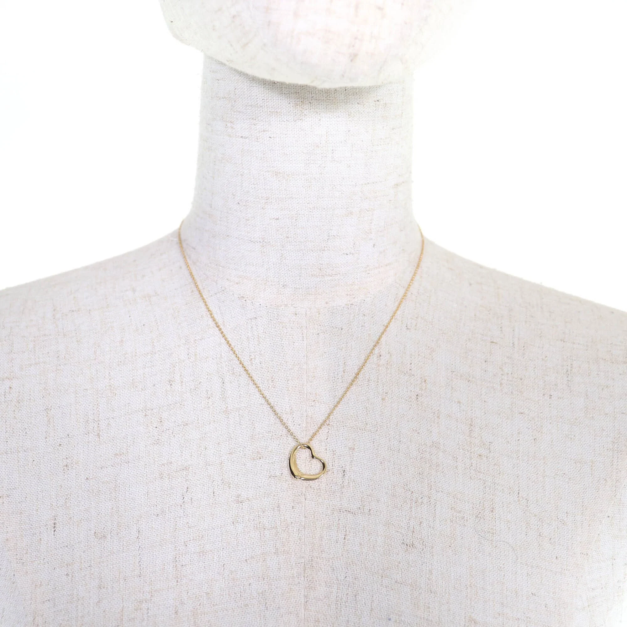 Open Heart Pendant Necklace 18K Yellow Gold 13mm - Image 2