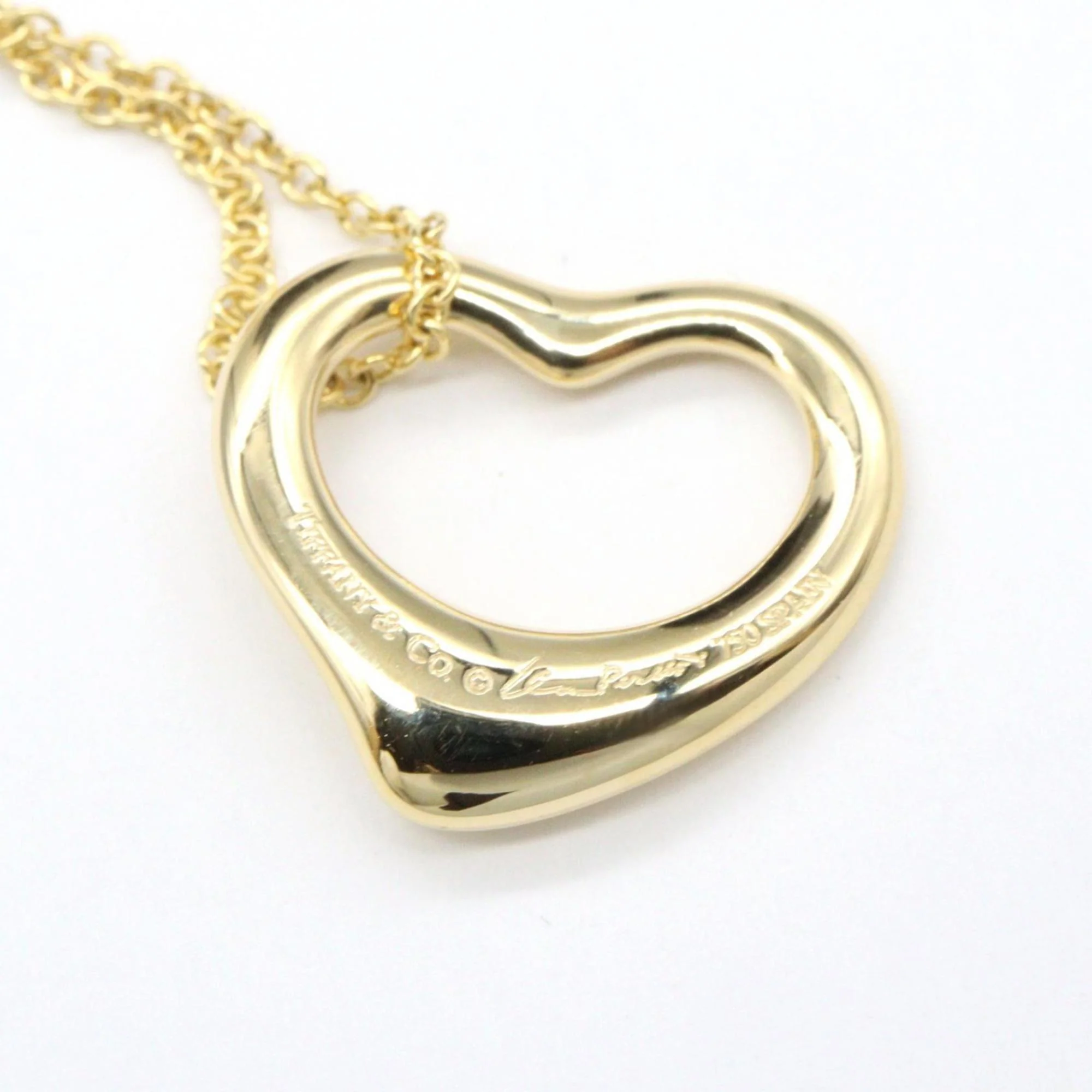 Open Heart Pendant Necklace 18K Yellow Gold 14mm - Image 5