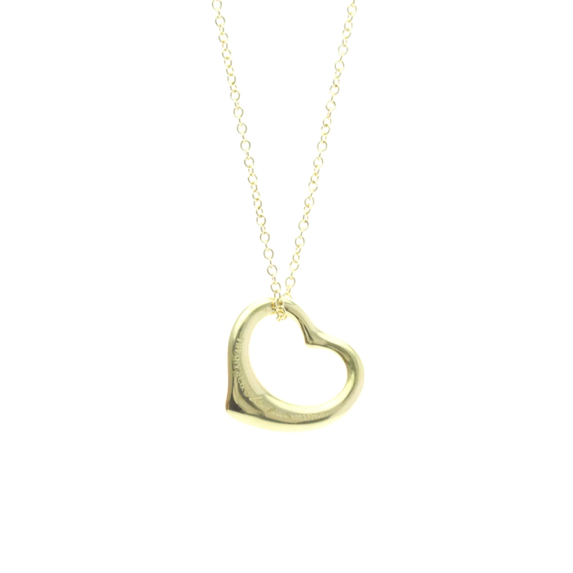 Open Heart Pendant Necklace 18K Yellow Gold 14mm - Image 2