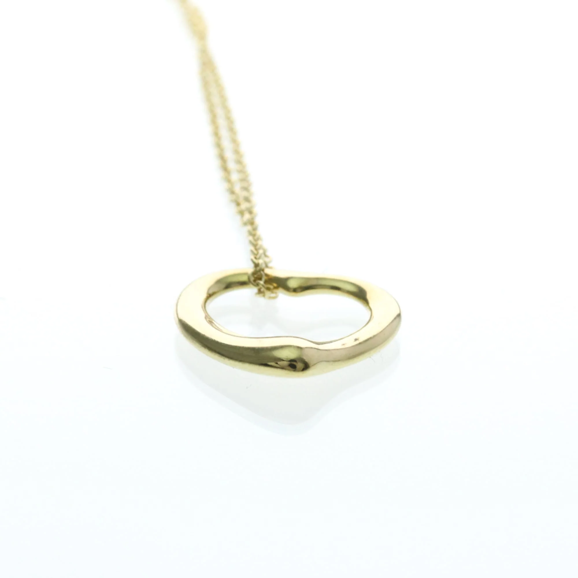 Open Heart Pendant Necklace 18K Yellow Gold 14mm - Image 5
