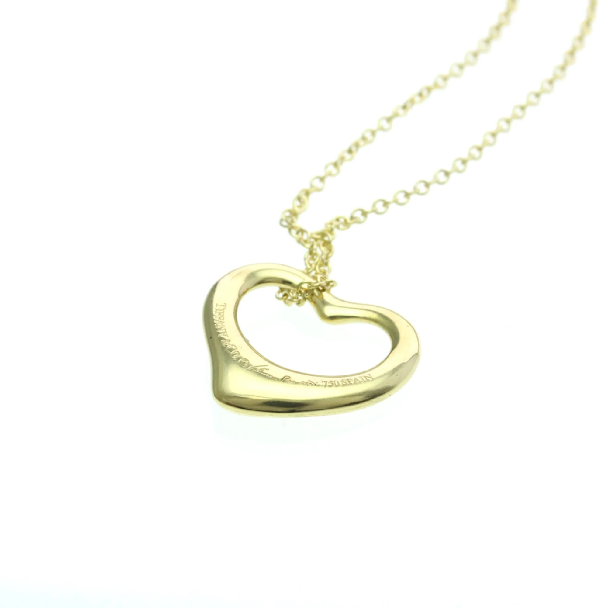 Open Heart Pendant Necklace 18K Yellow Gold 14mm - Image 7