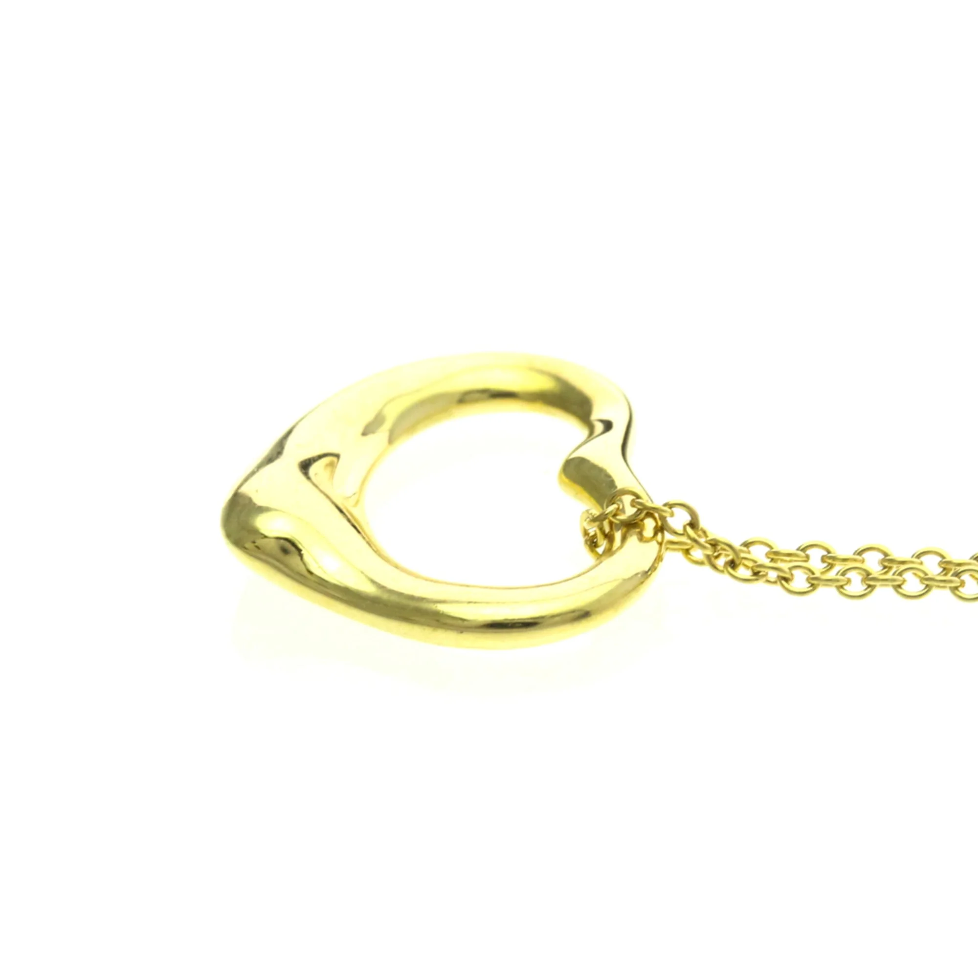 Open Heart Pendant Necklace 18K Yellow Gold 15.2mm - Image 3