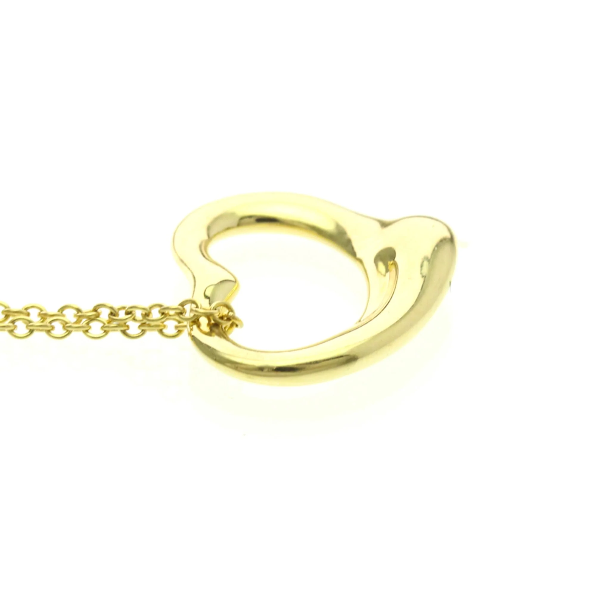 Open Heart Pendant Necklace 18K Yellow Gold 15.2mm - Image 4