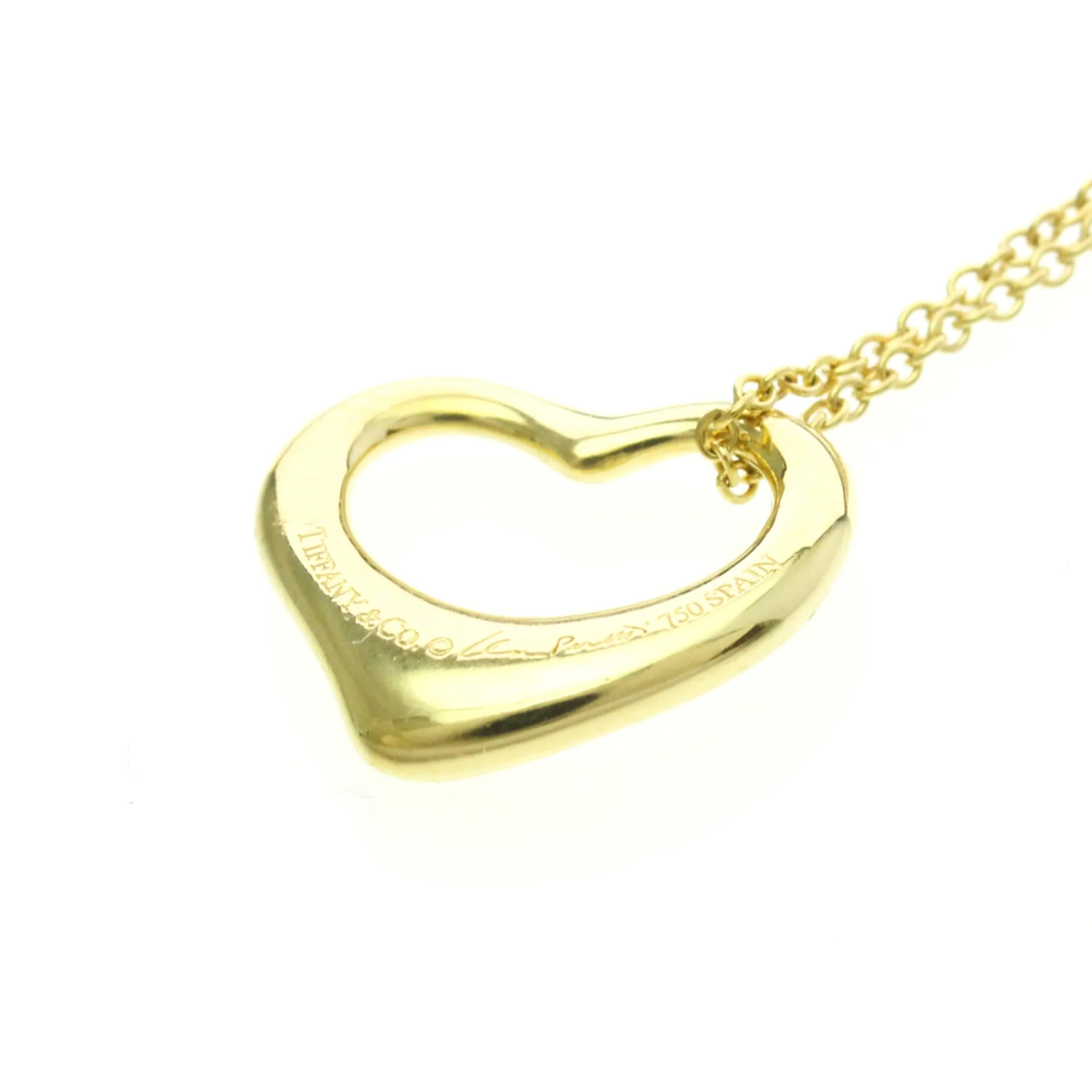 Open Heart Pendant Necklace 18K Yellow Gold 15.2mm - Image 7