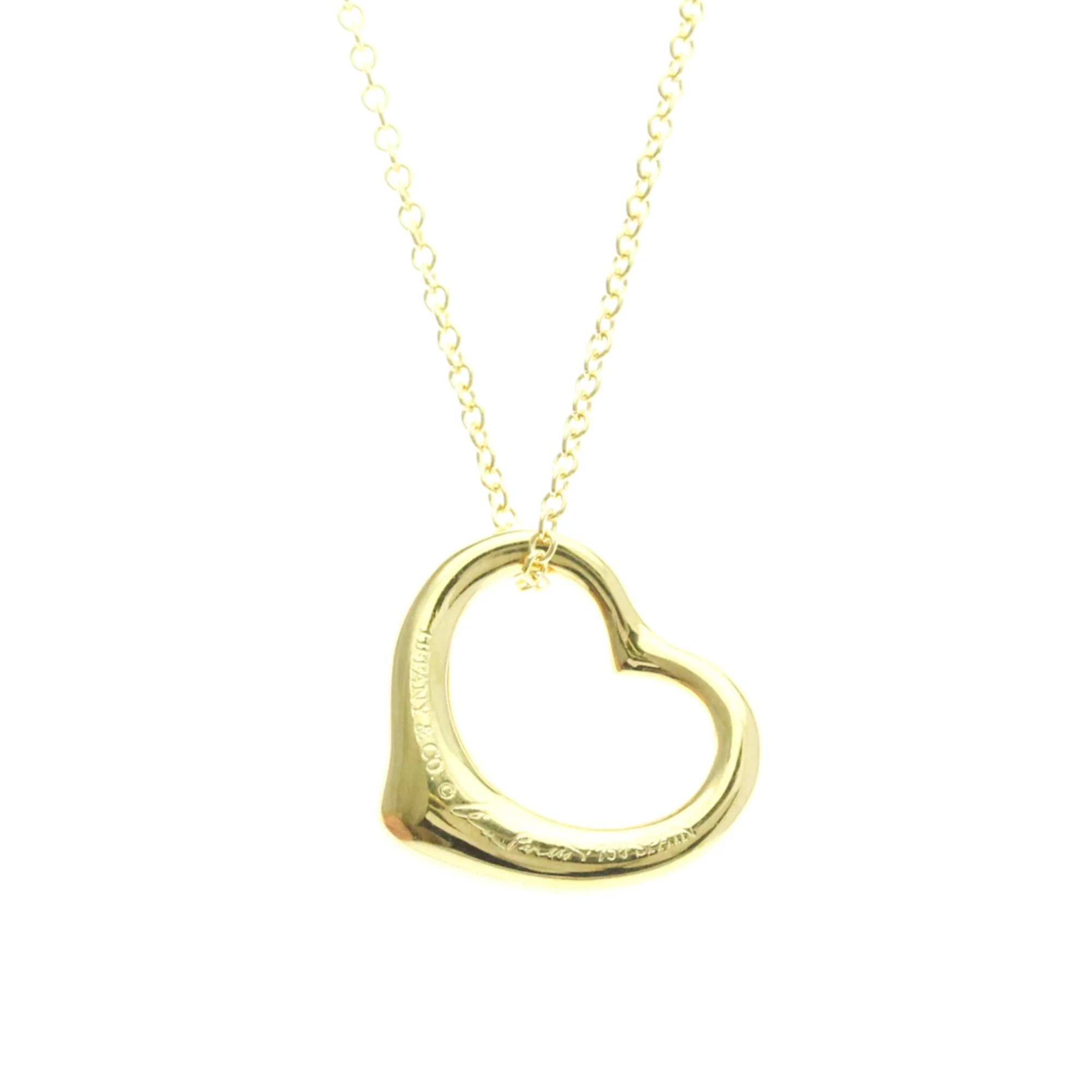 Open Heart Pendant Necklace 18K Yellow Gold 15.5mm - Image 2