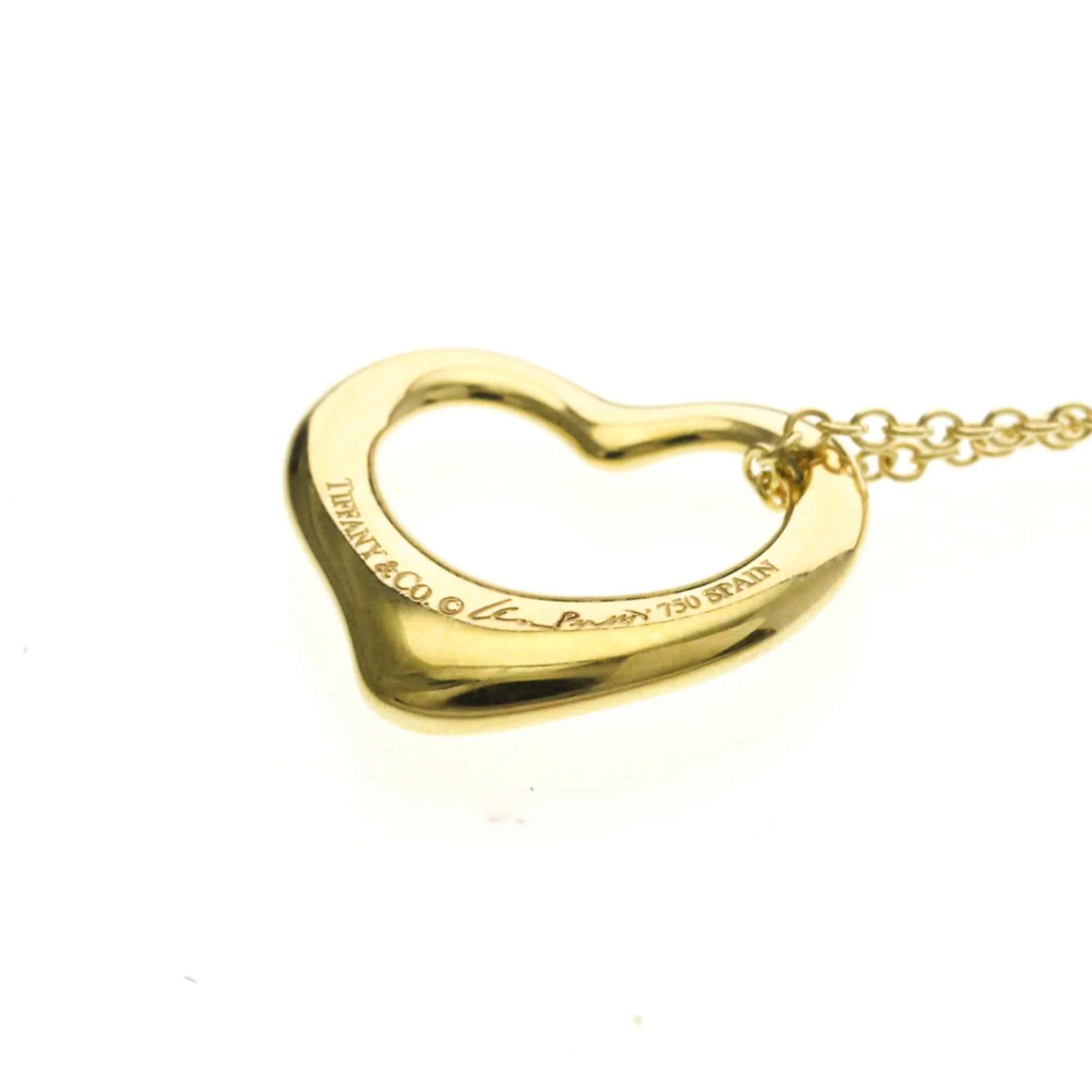 Open Heart Pendant Necklace 18K Yellow Gold 16mm - Image 7