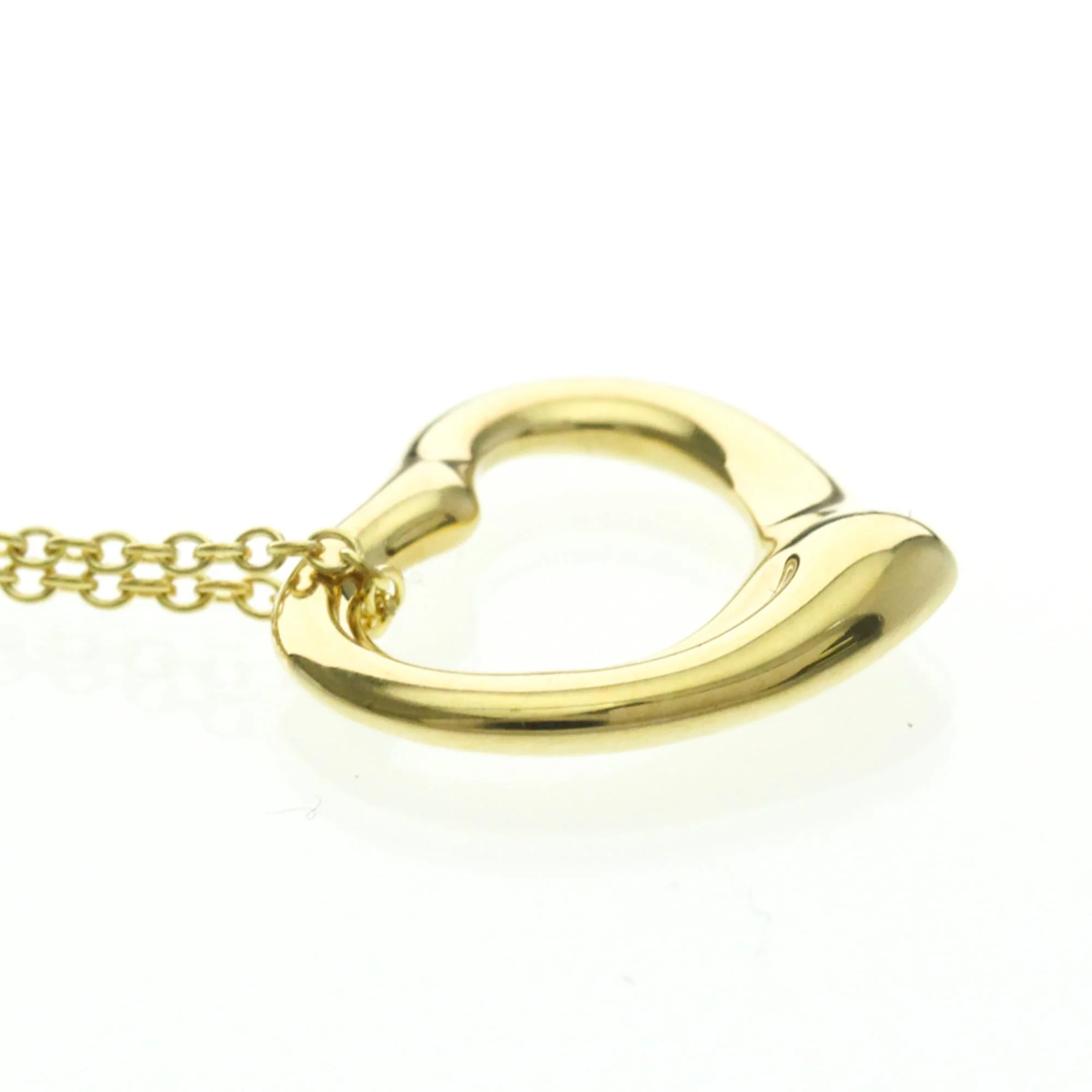 Open Heart Pendant Necklace 18K Yellow Gold 16mm - Image 5