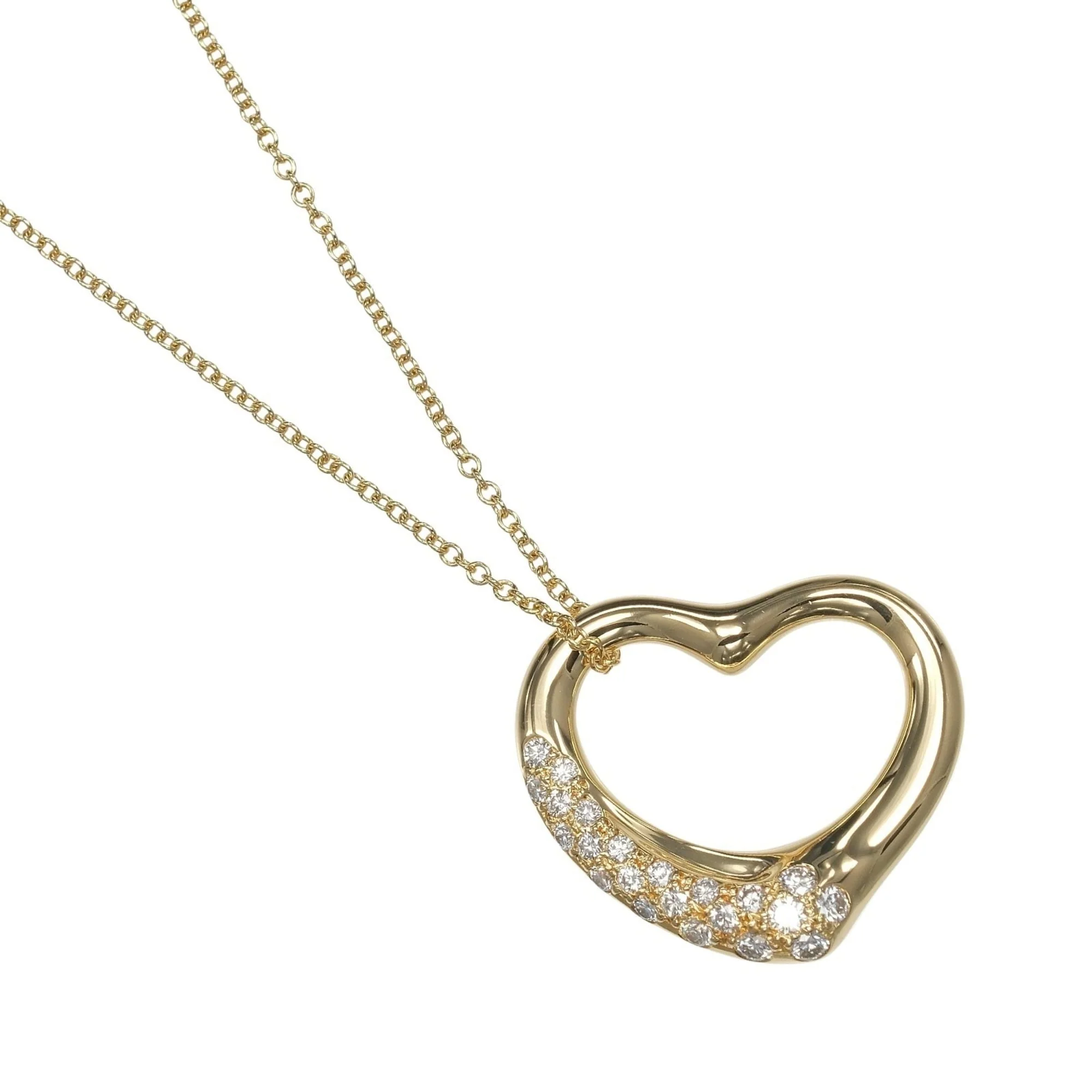 Open Heart Pendant Necklace 18K Yellow Gold 19.2mm