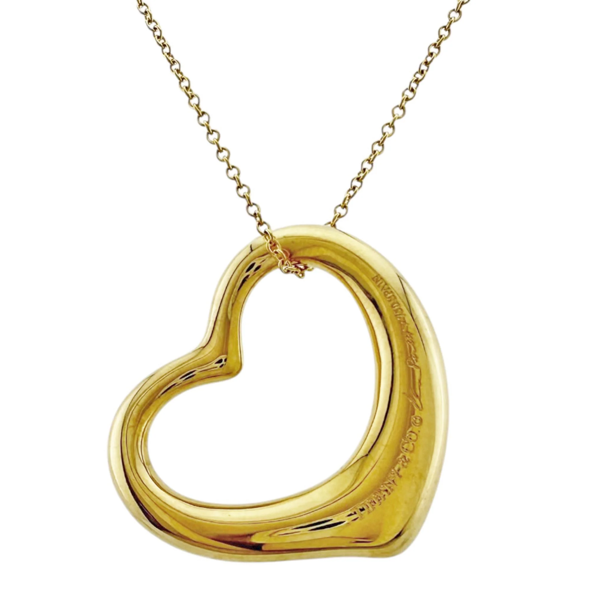 Open Heart Pendant Necklace 18K Yellow Gold 23.5mm - Image 3