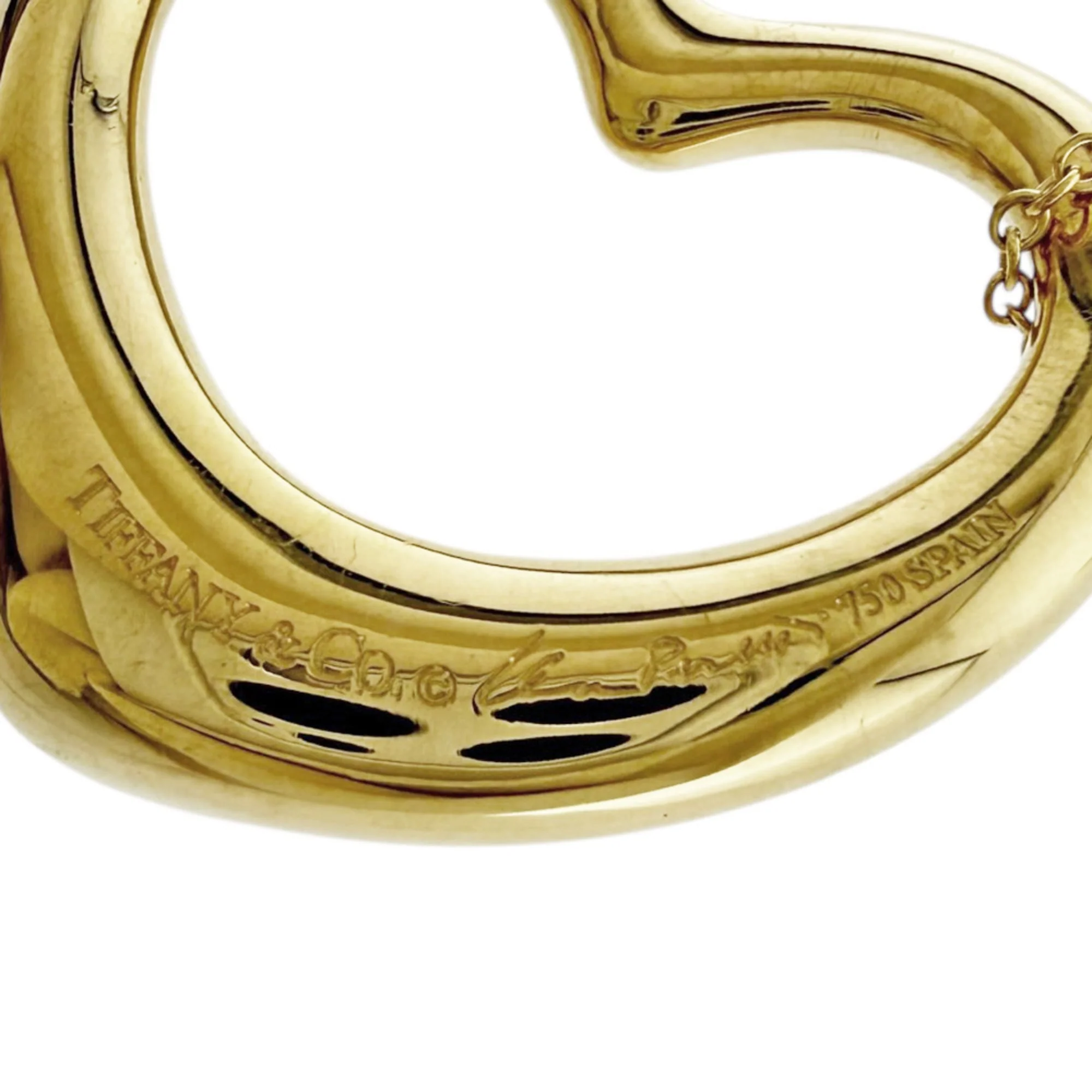 Open Heart Pendant Necklace 18K Yellow Gold 23.5mm - Image 7