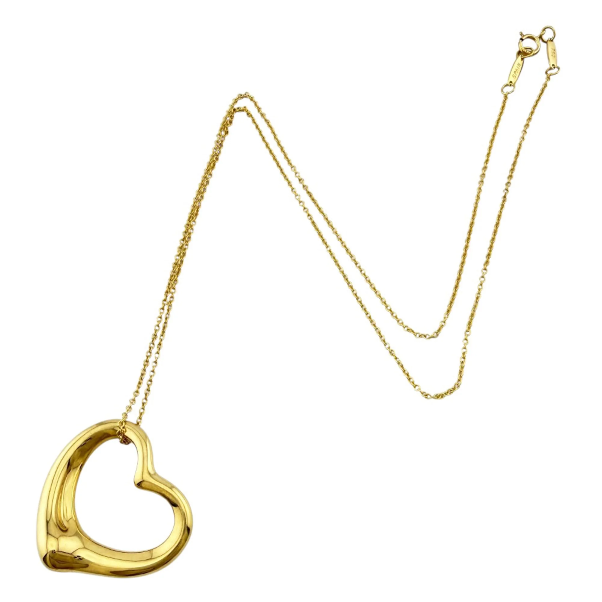 Open Heart Pendant Necklace 18K Yellow Gold 23.5mm - Image 8