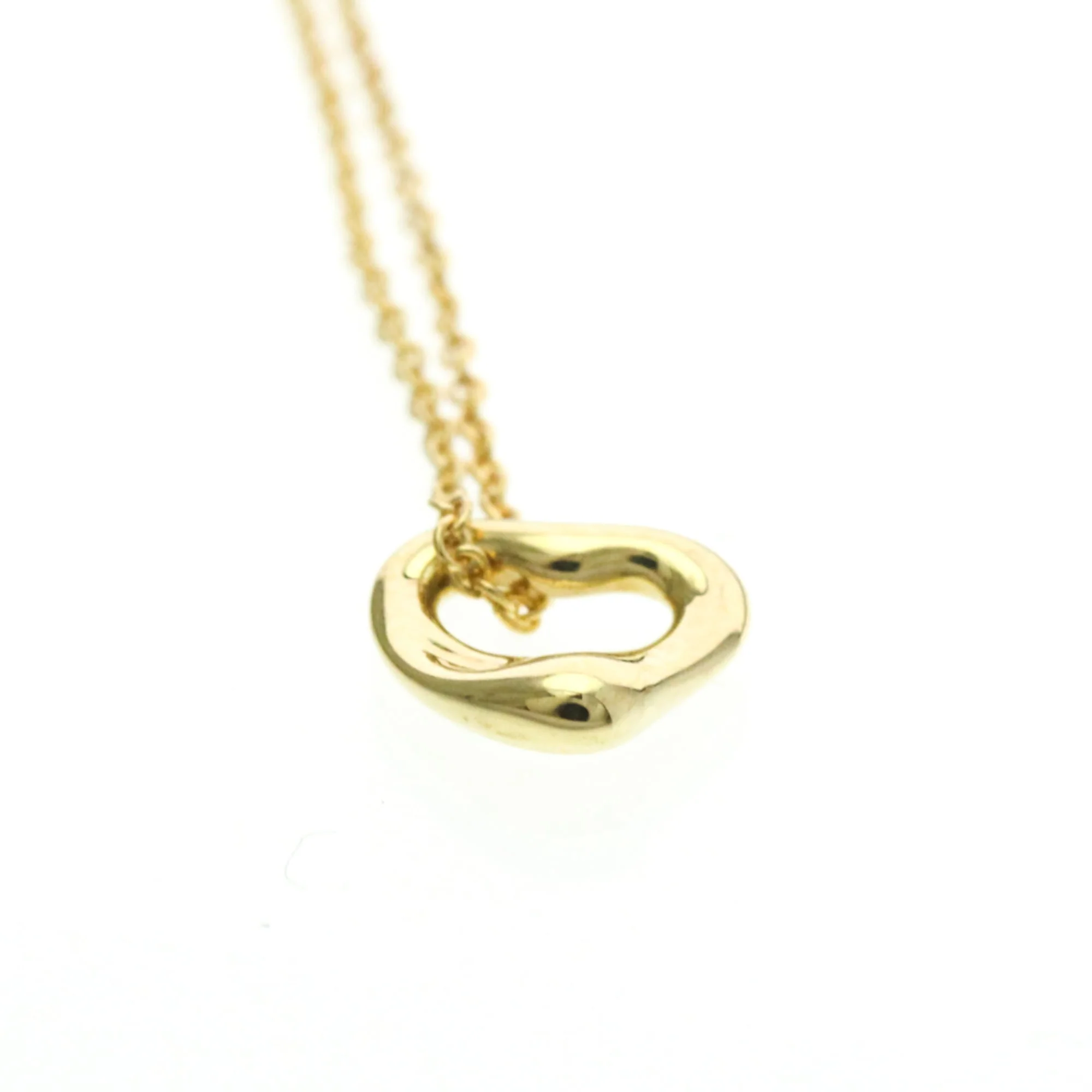 Open Heart Pendant Necklace 18K Yellow Gold 7mm - Image 4