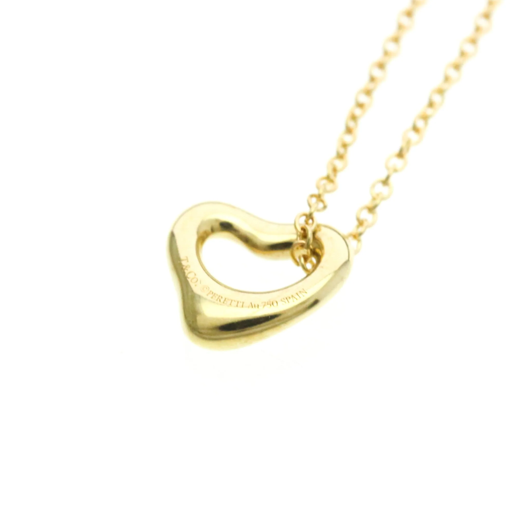 Open Heart Pendant Necklace 18K Yellow Gold 7mm - Image 7