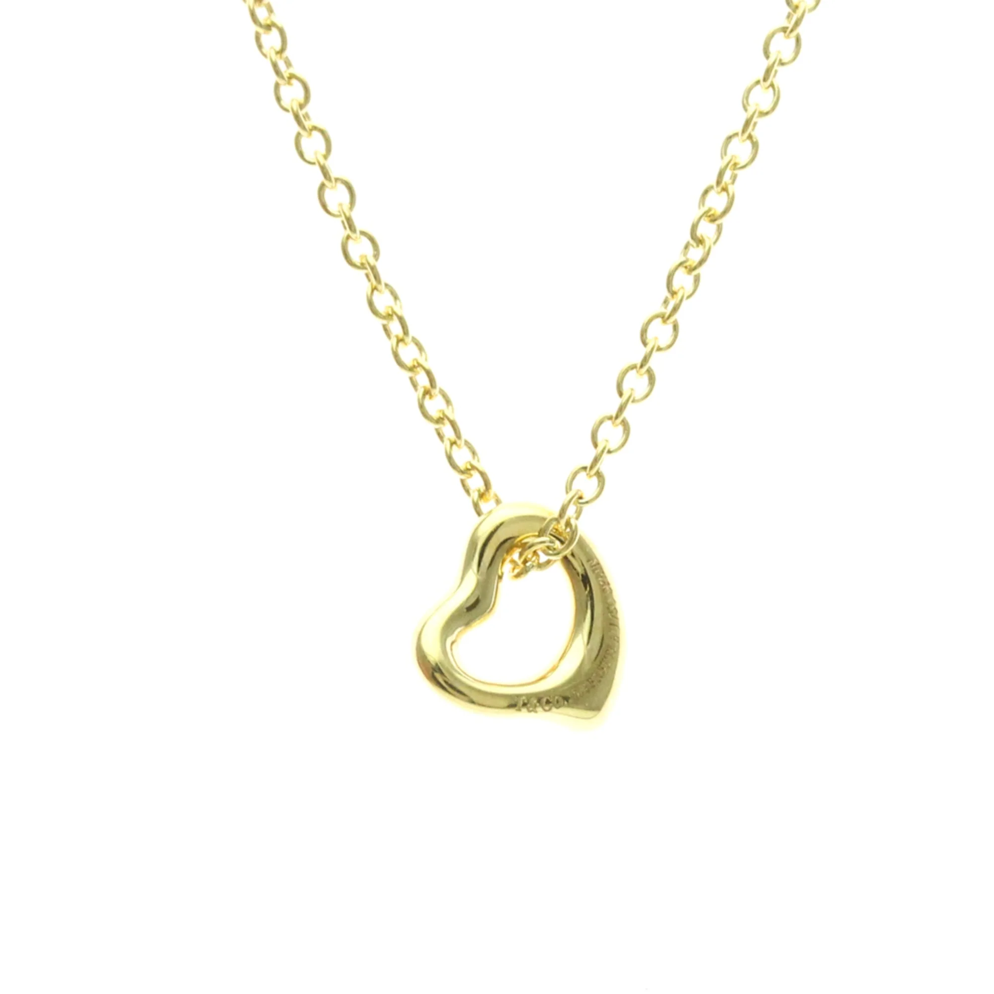 Open Heart Pendant Necklace 18K Yellow Gold 7mm - Image 2