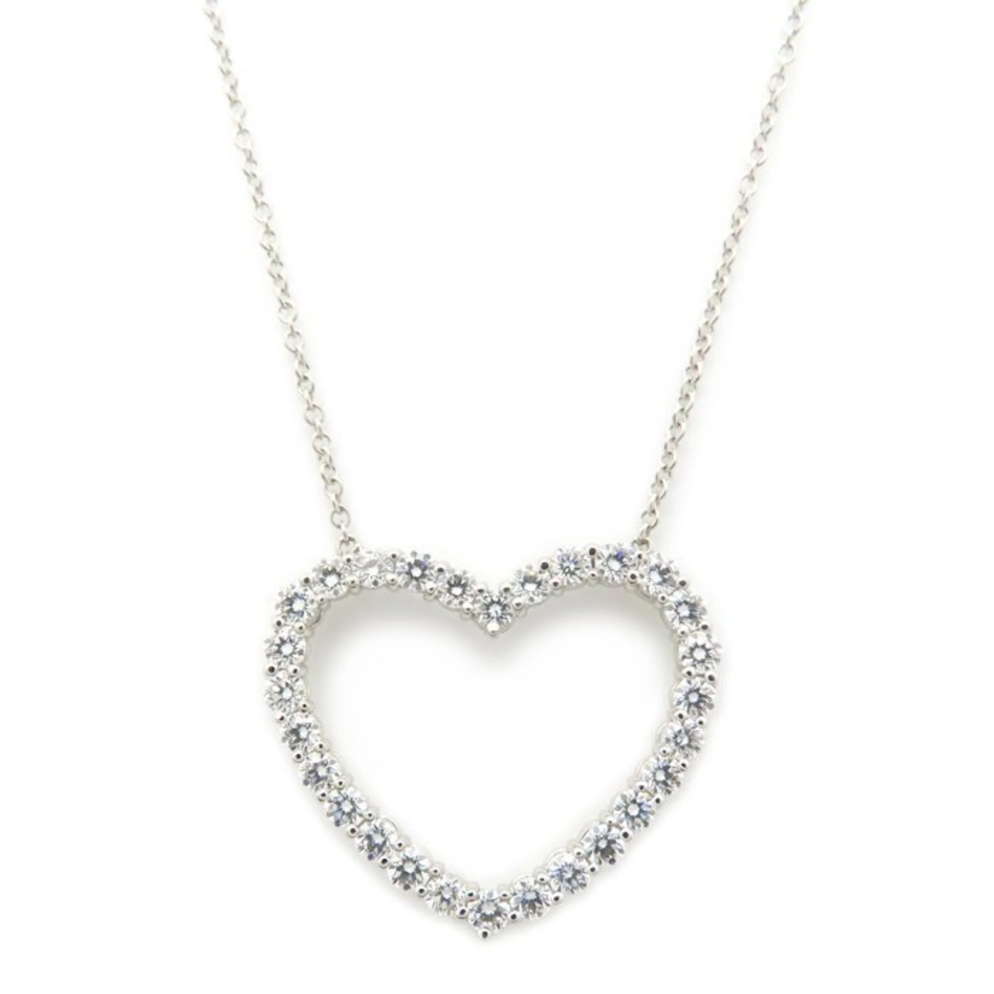 Open Heart Pendant Necklace Platinum 19.2mm - Image 2