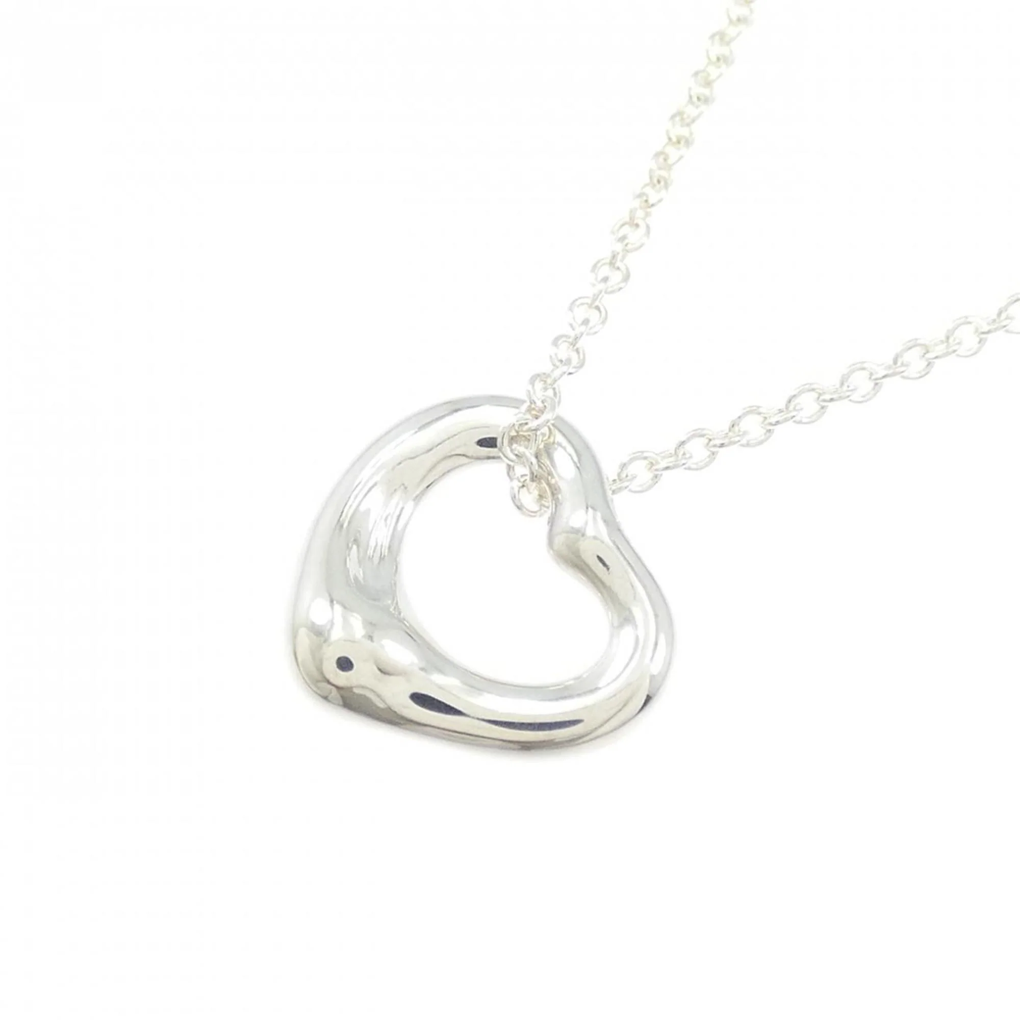 Open Heart Pendant Necklace Sterling Silver 10.8mm - Image 3