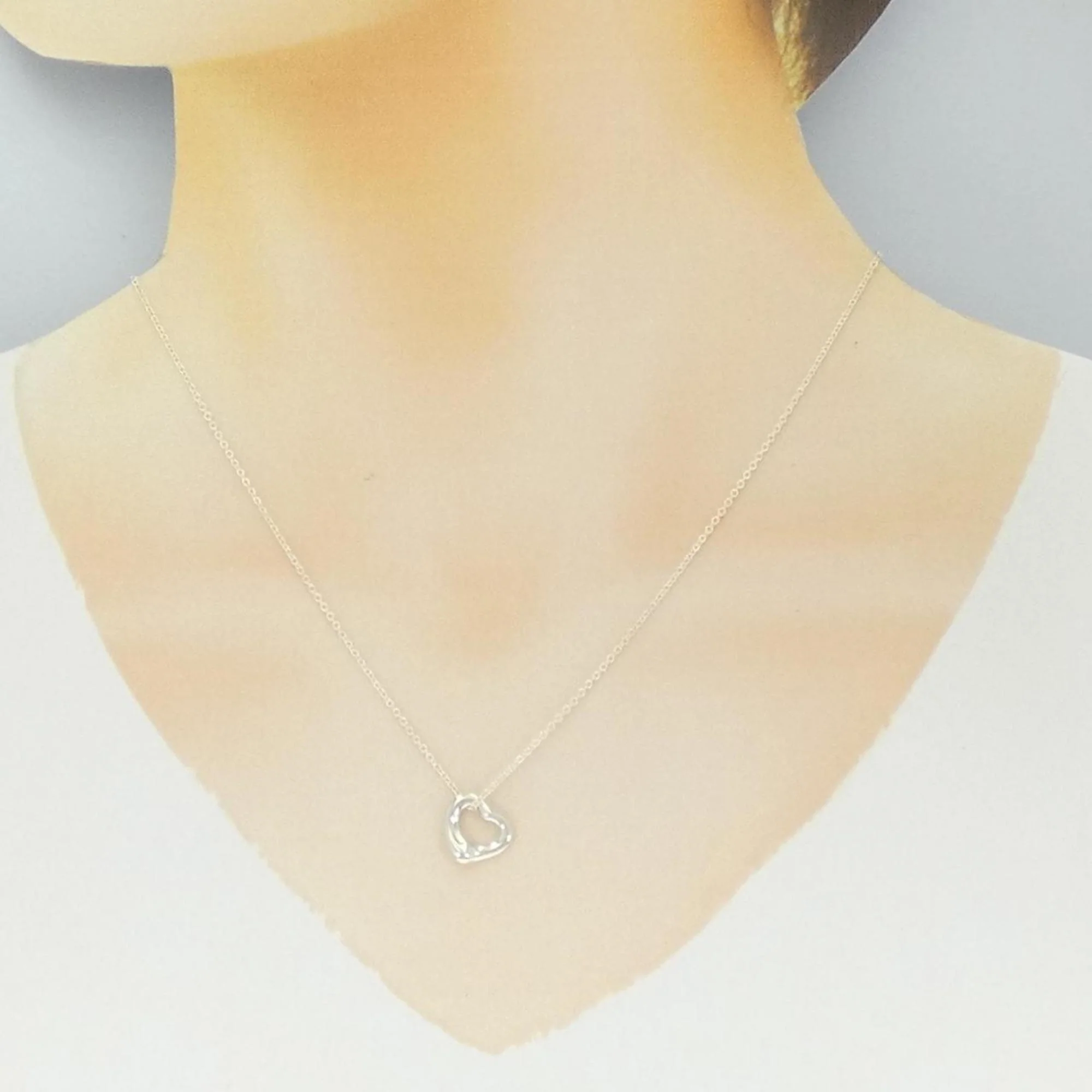 Open Heart Pendant Necklace Sterling Silver 10.8mm - Image 6
