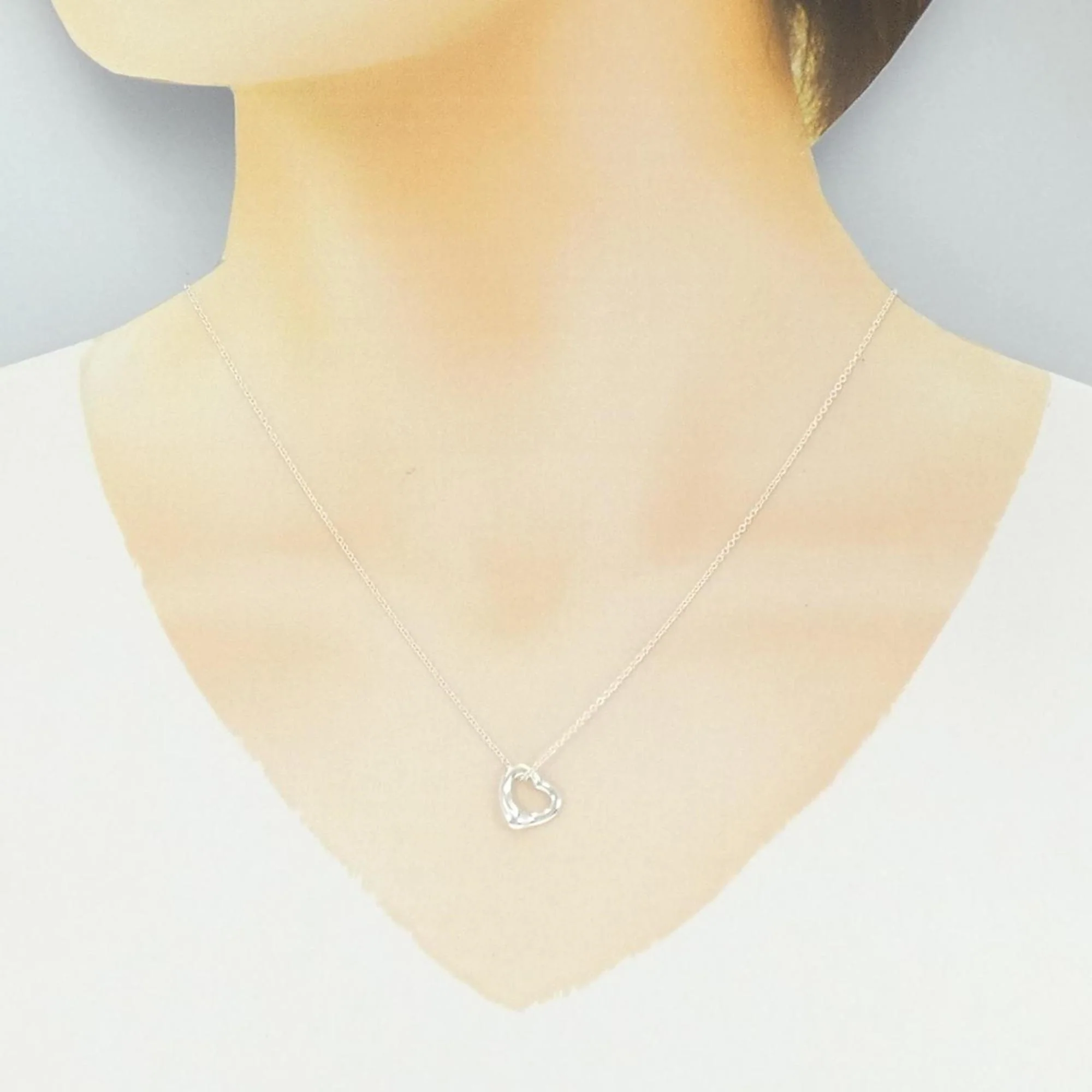 Open Heart Pendant Necklace Sterling Silver 10.8mm - Image 6