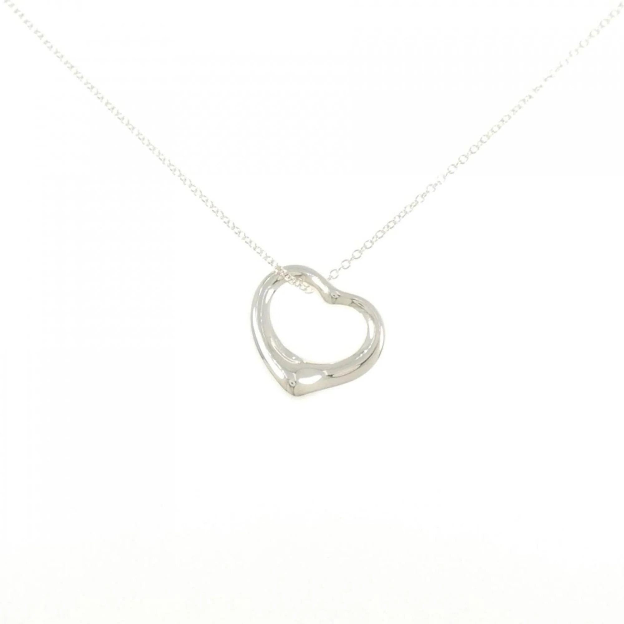 Open Heart Pendant Necklace Sterling Silver 14.5mm
