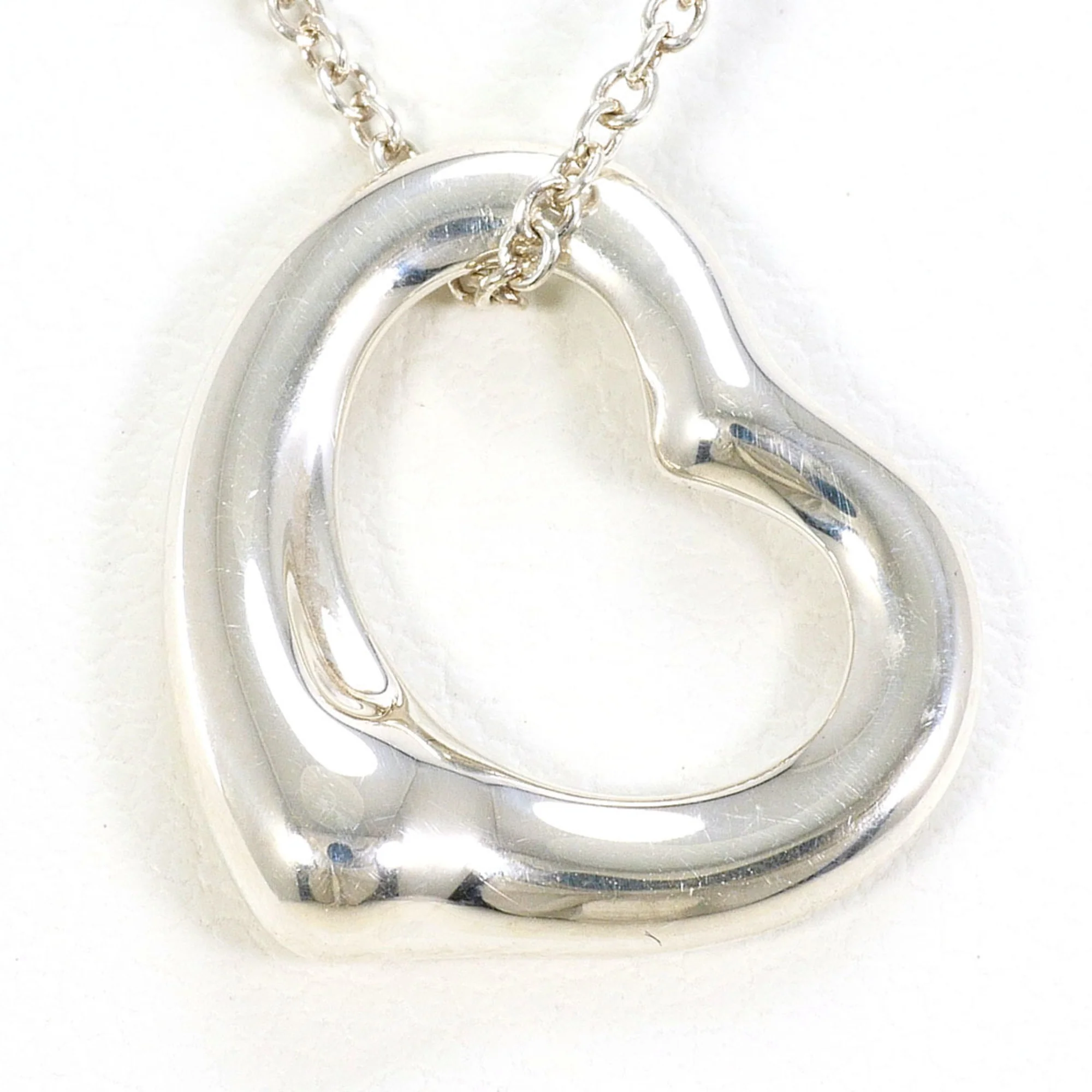 Open Heart Pendant Necklace Sterling Silver 14mm