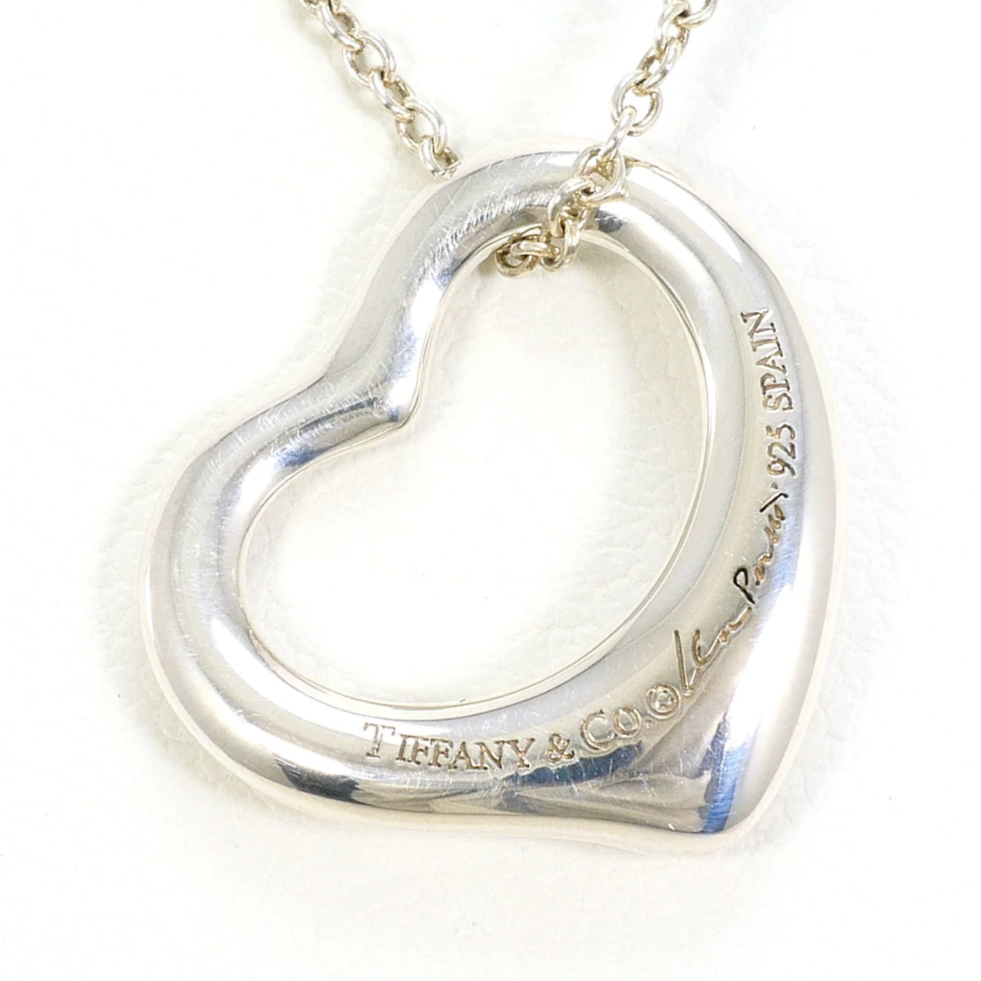 Open Heart Pendant Necklace Sterling Silver 14mm - Image 3