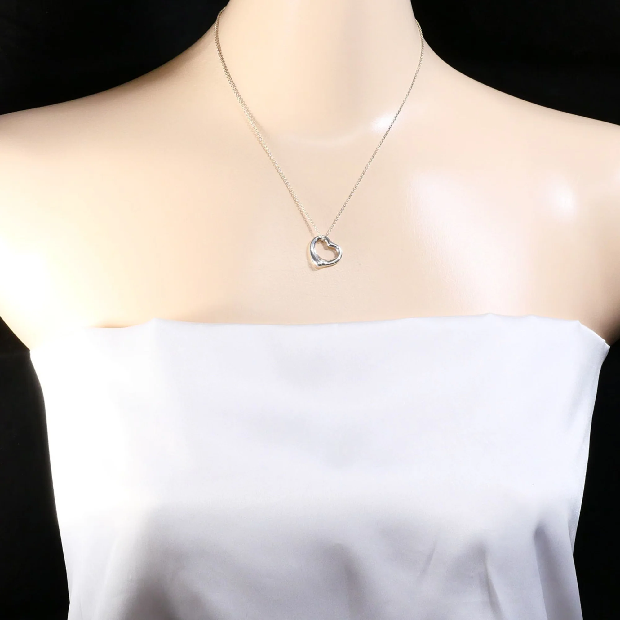 Open Heart Pendant Necklace Sterling Silver 14mm - Image 6