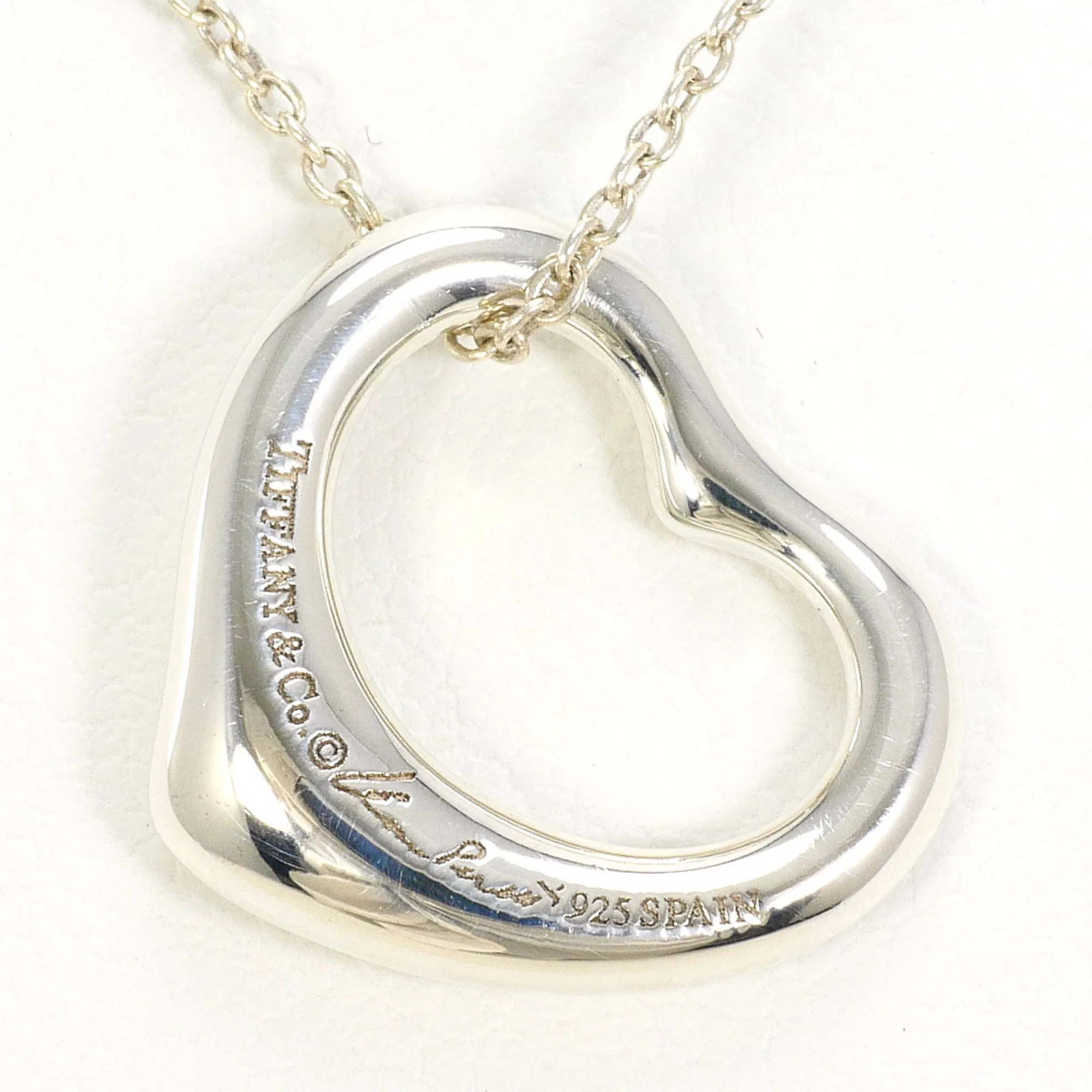 Open Heart Pendant Necklace Sterling Silver 14mm - Image 3