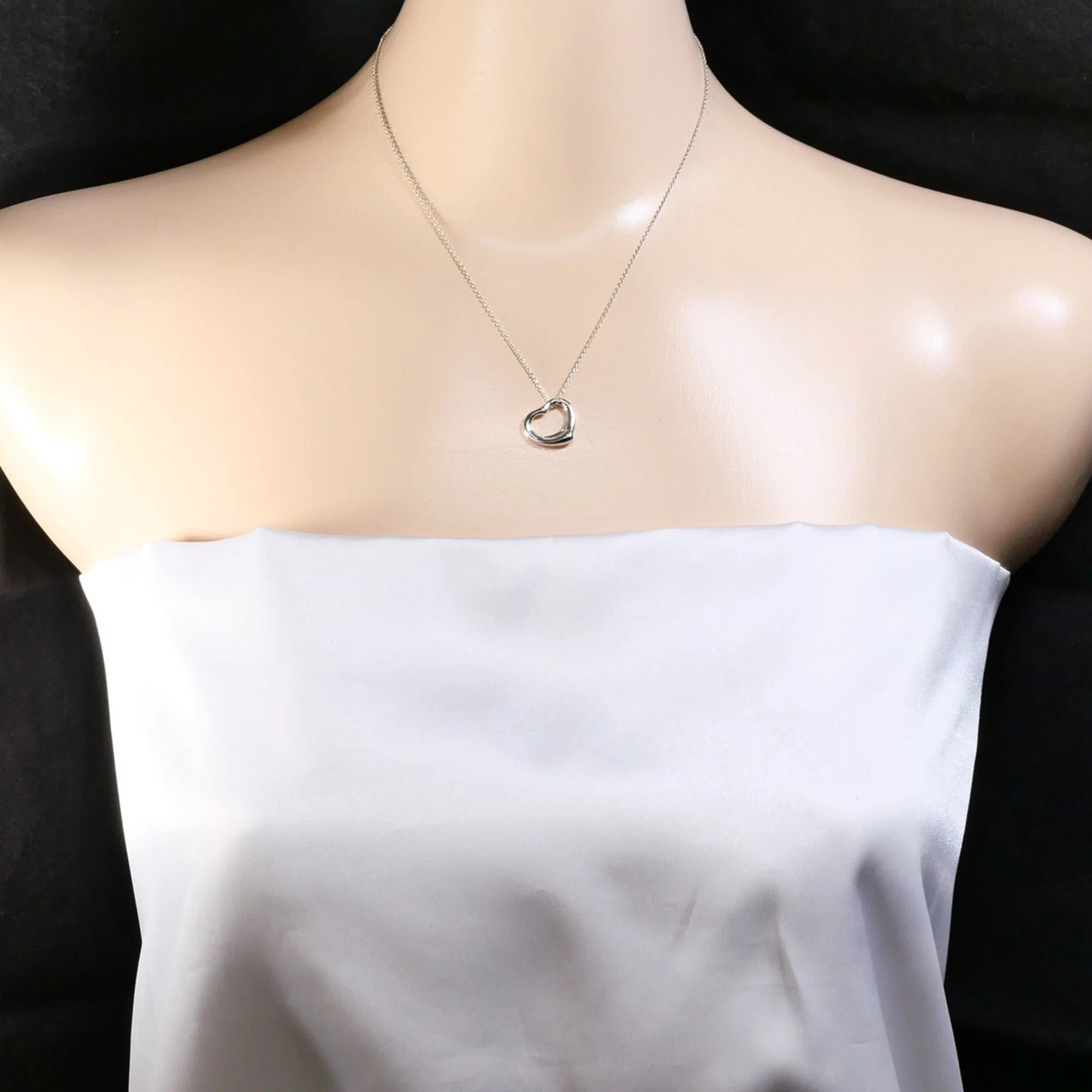 Open Heart Pendant Necklace Sterling Silver 14mm - Image 6