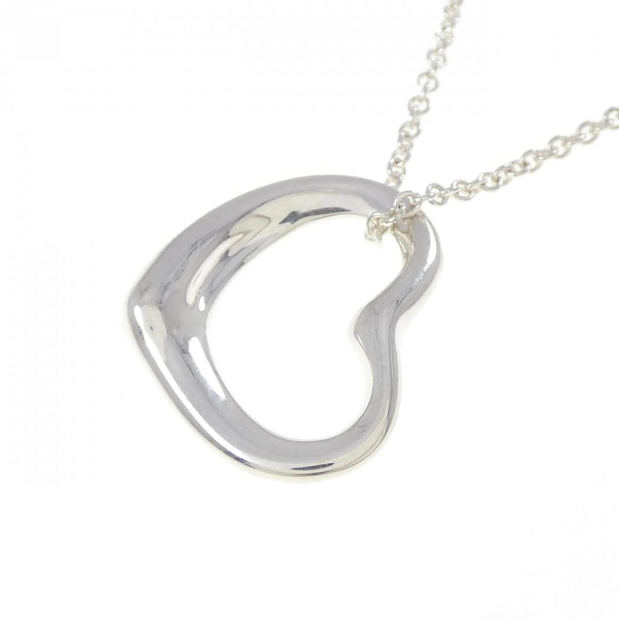 Open Heart Pendant Necklace Sterling Silver 14mm - Image 3