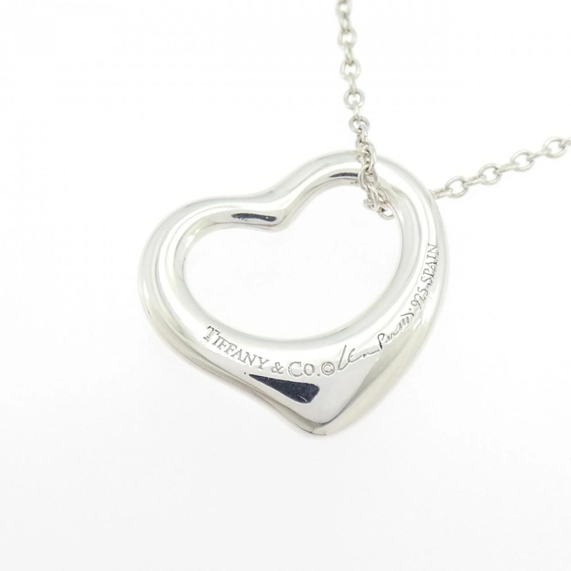 Open Heart Pendant Necklace Sterling Silver 15.5mm - Image 4