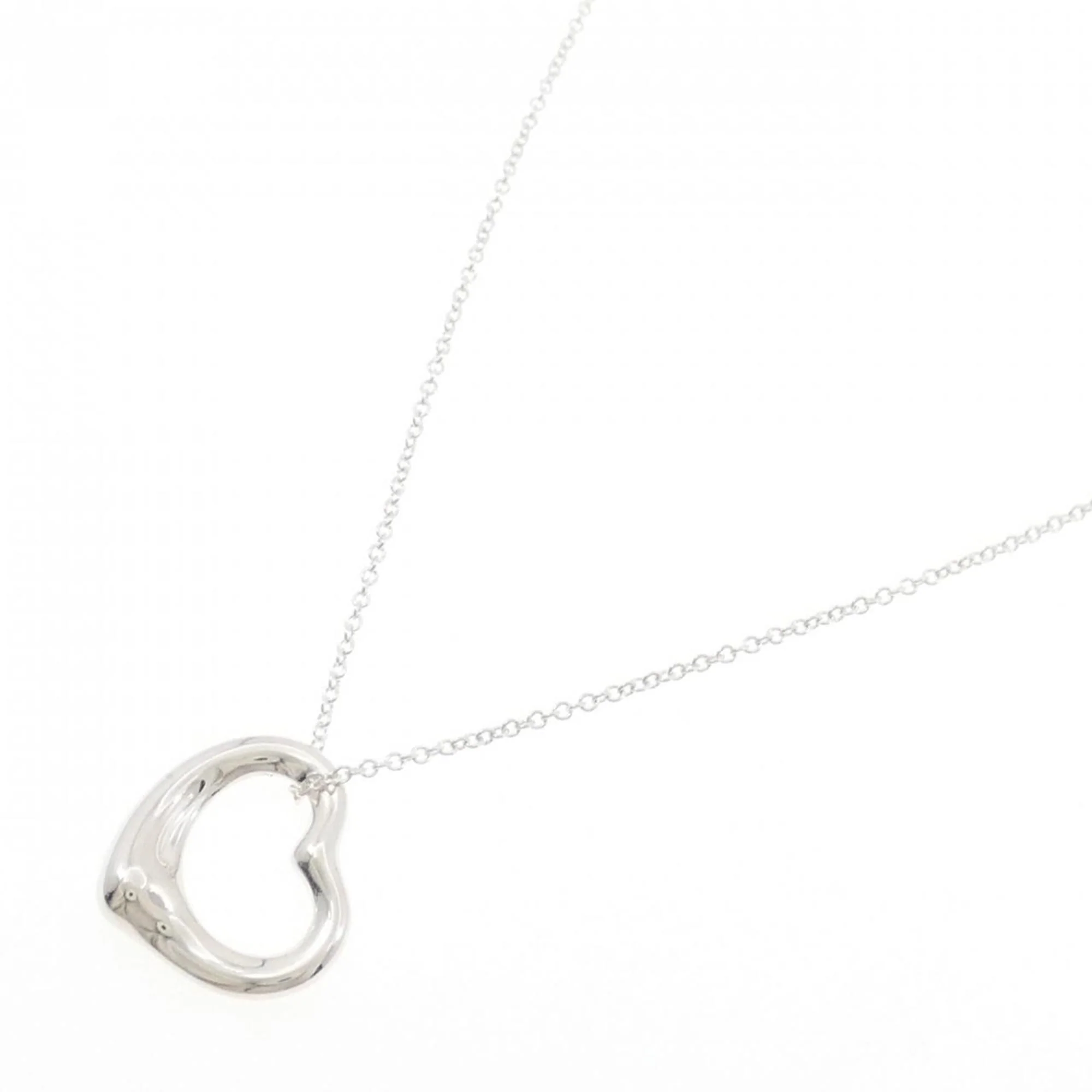 Open Heart Pendant Necklace Sterling Silver 15.8mm - Image 2