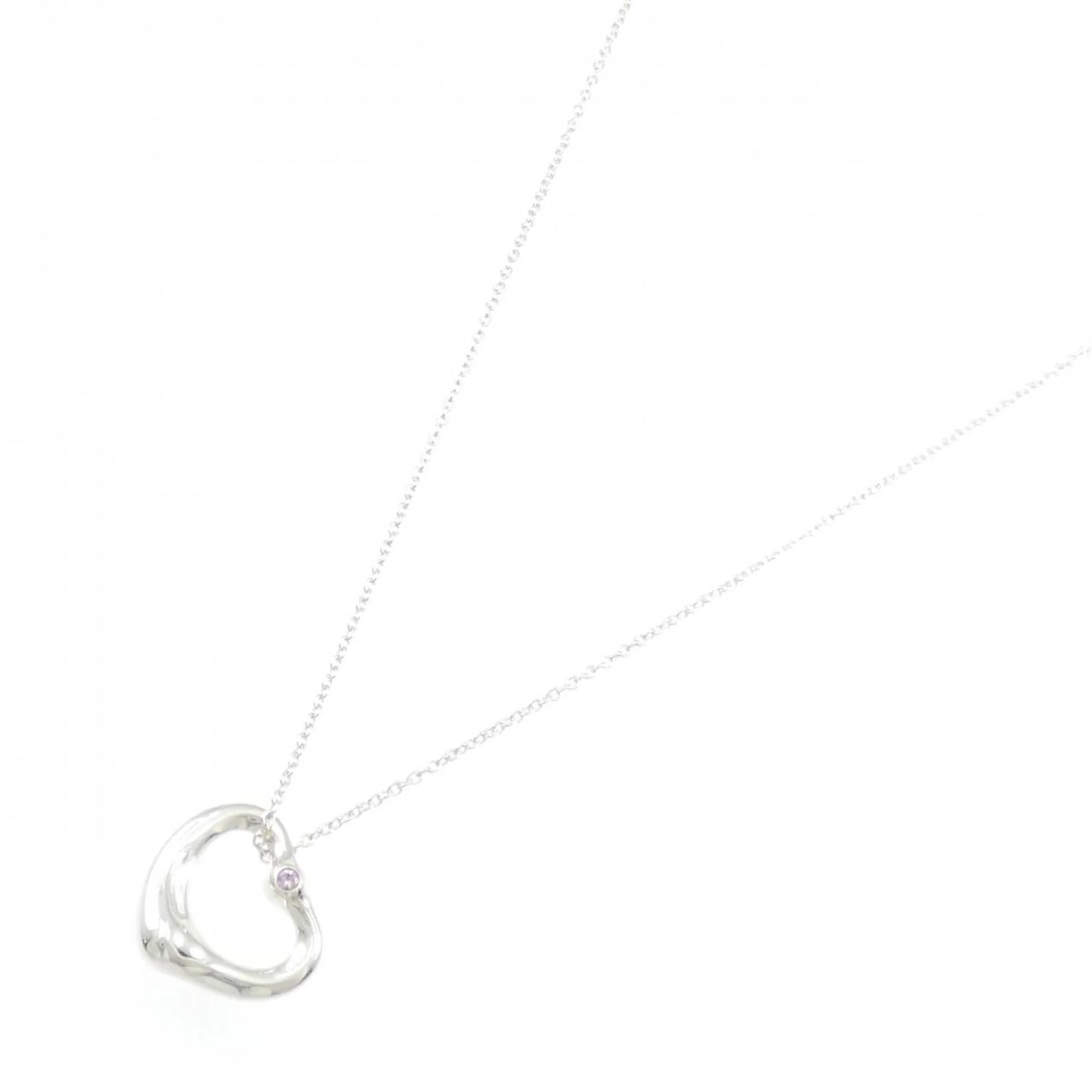 Open Heart Pendant Necklace Sterling Silver 15mm - Image 2