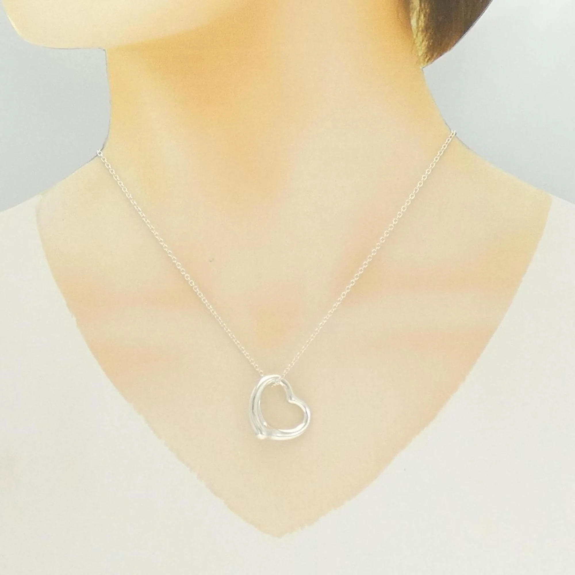 Open Heart Pendant Necklace Sterling Silver 21.3mm - Image 6